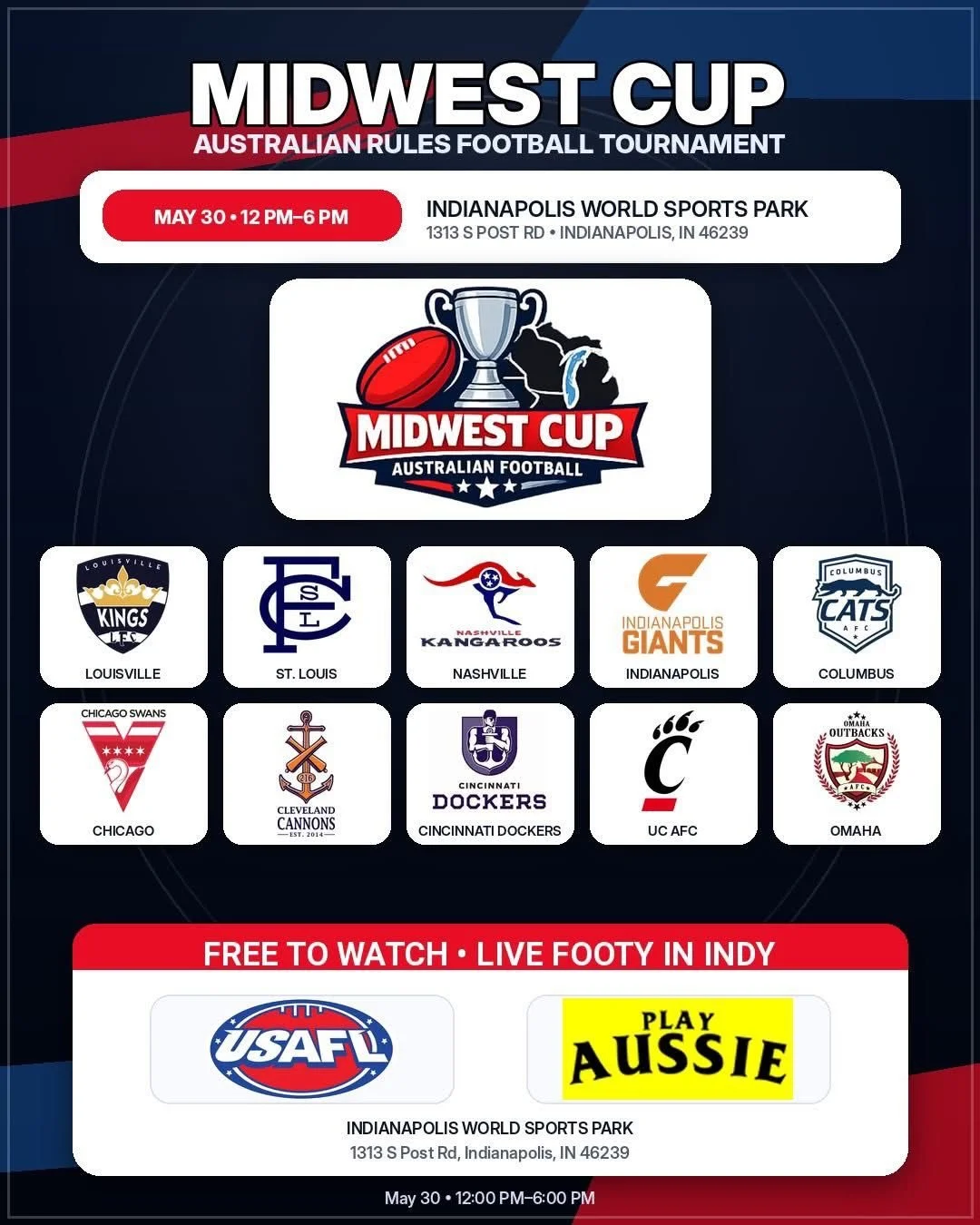 Midwest Cup tournament is this weekend in Indianapolis as Columbus looks to defend their 2025 Title. Good luck and good speed to all the Cats making the trip. Three 40 minute games in one day is no joke. Rest up, hydrate, fuel up, eat those bananas a
