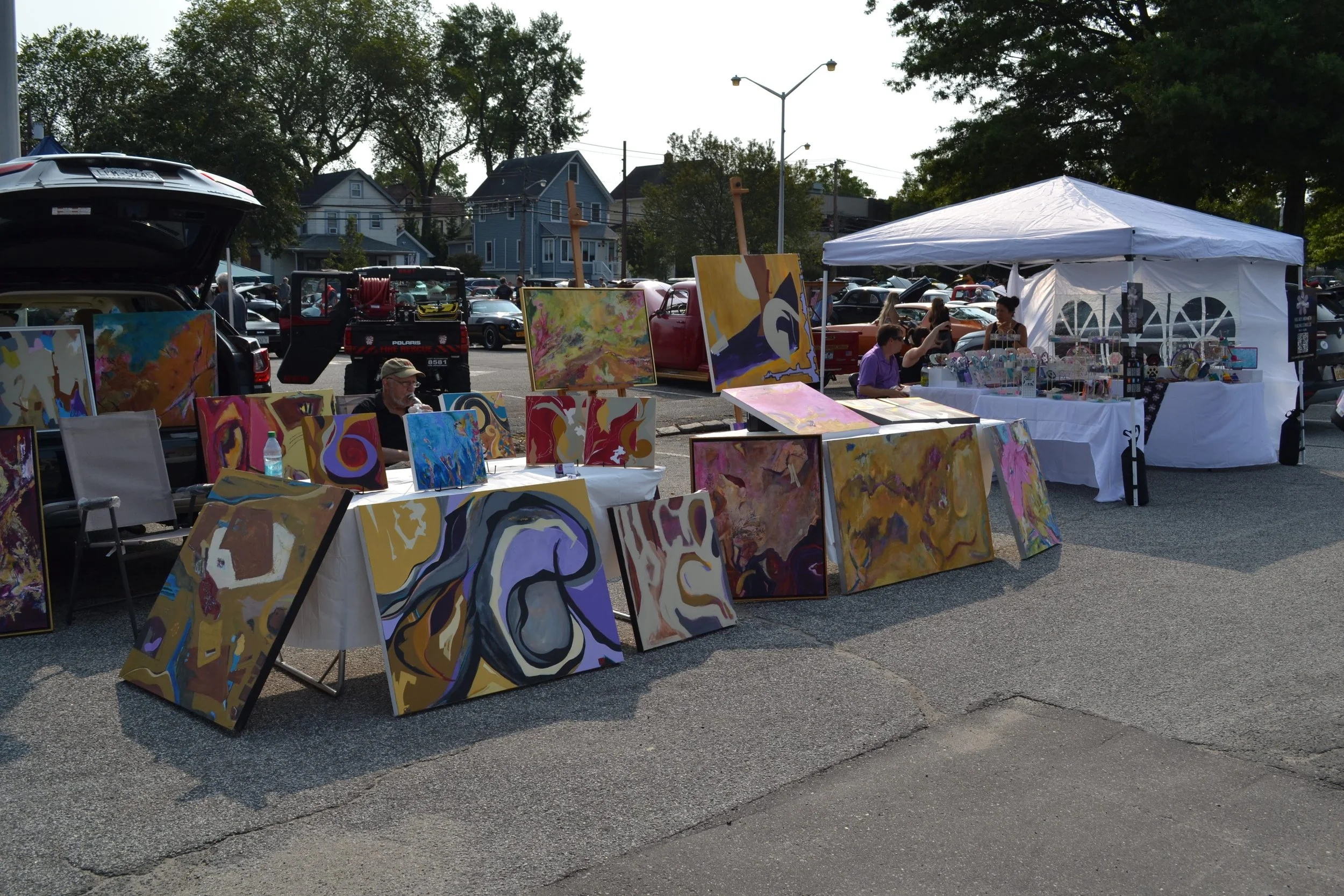 art walk artists trunk show.tent and car set up.JPG