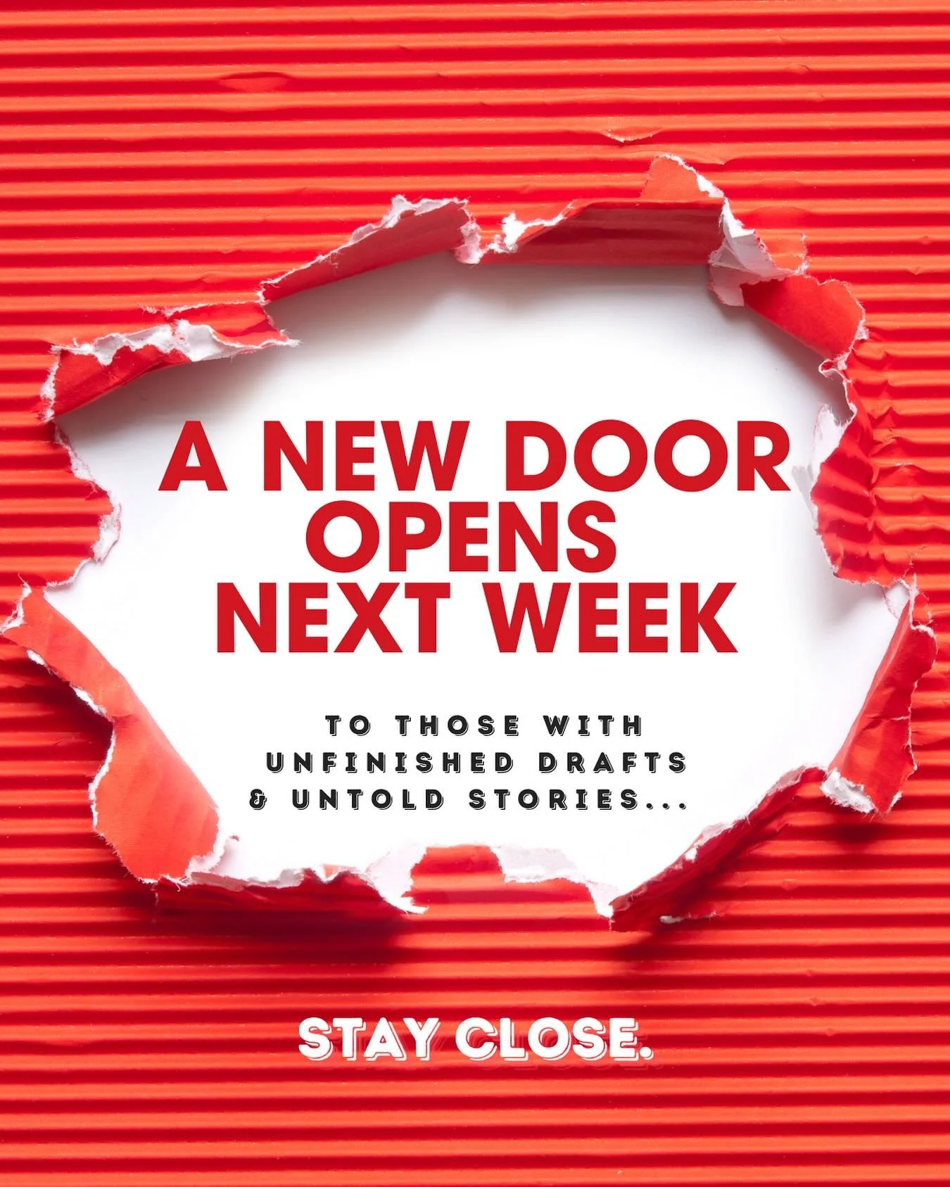My heart is about to burst with excitement!

Something is opening next week.
A new door.
A dammed river.
A blank page.

To the creatively curious, the ones with unfinished drafts and untold stories. 

To those with voices scratching to come out:

Sta