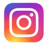 Instagram logo with a gradient background of purple, pink, orange, and yellow.