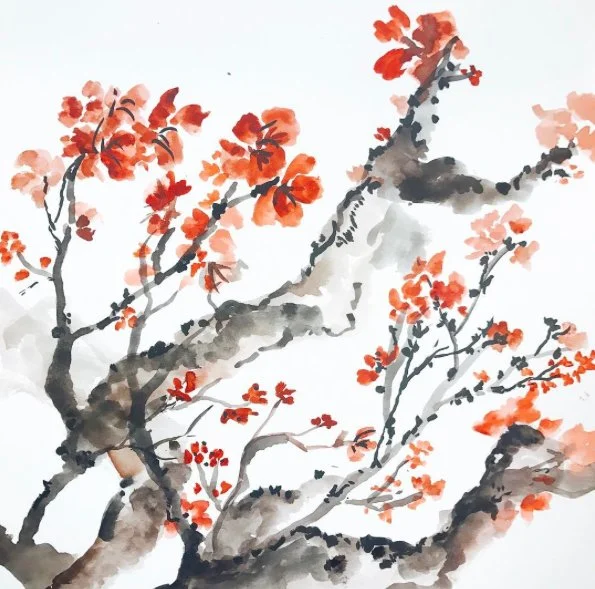 Plum Blossoms, 2015, Watercolor