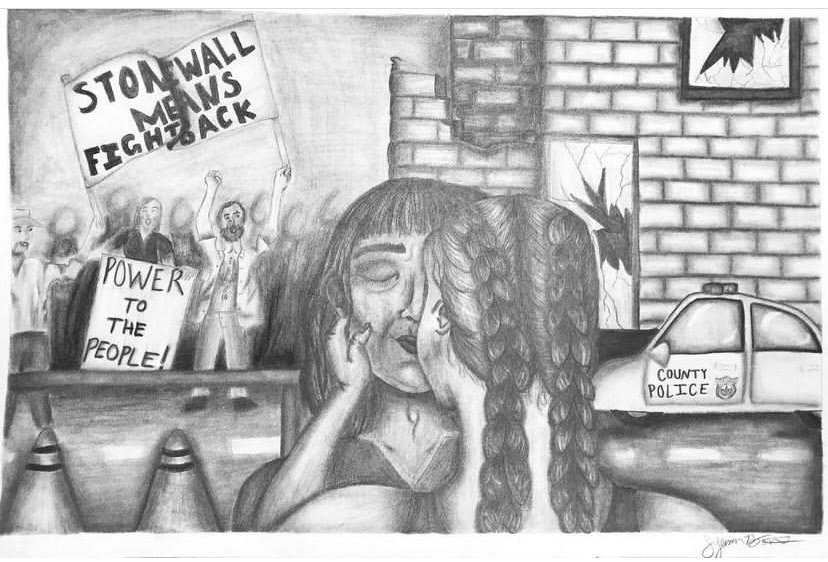 "Stonewall," pencil on paper