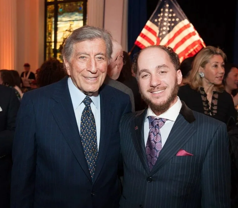 Master sculptor Frank Porcu stands next to legendary singer Tony Bennett at the unveiling of Frank's Abraham Lincoln sculpture at the New York Historical Society.