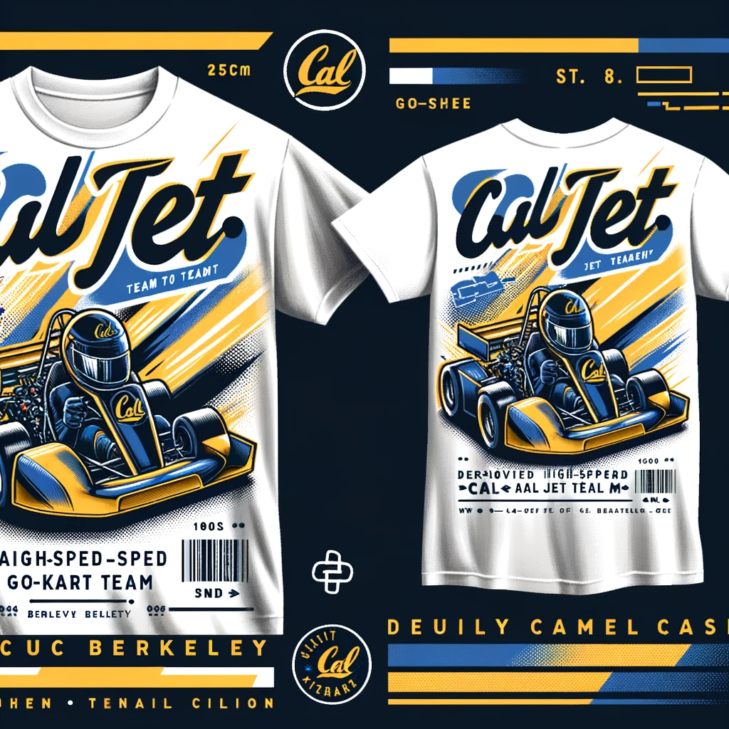 DALL·E 2023-11-23 19.04.07 - Design a second t-shirt for the Cal Jet Team that includes a graphic of their high-speed go-kart. The t-shirt should be casual, intended for daily wea.png