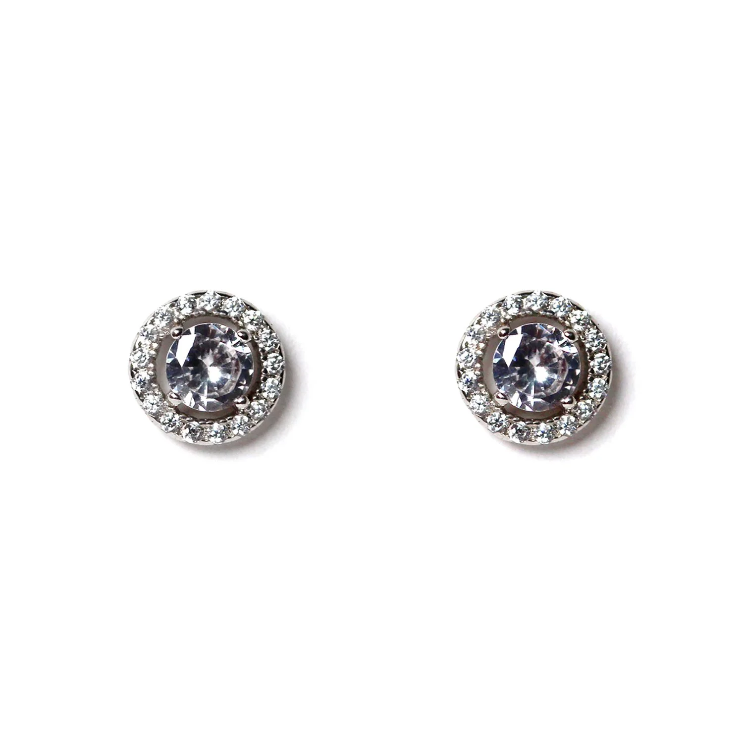Halo Natural Diamond Platinum Earrings – handcrafted fine jewelry by VicStoneNYC New York