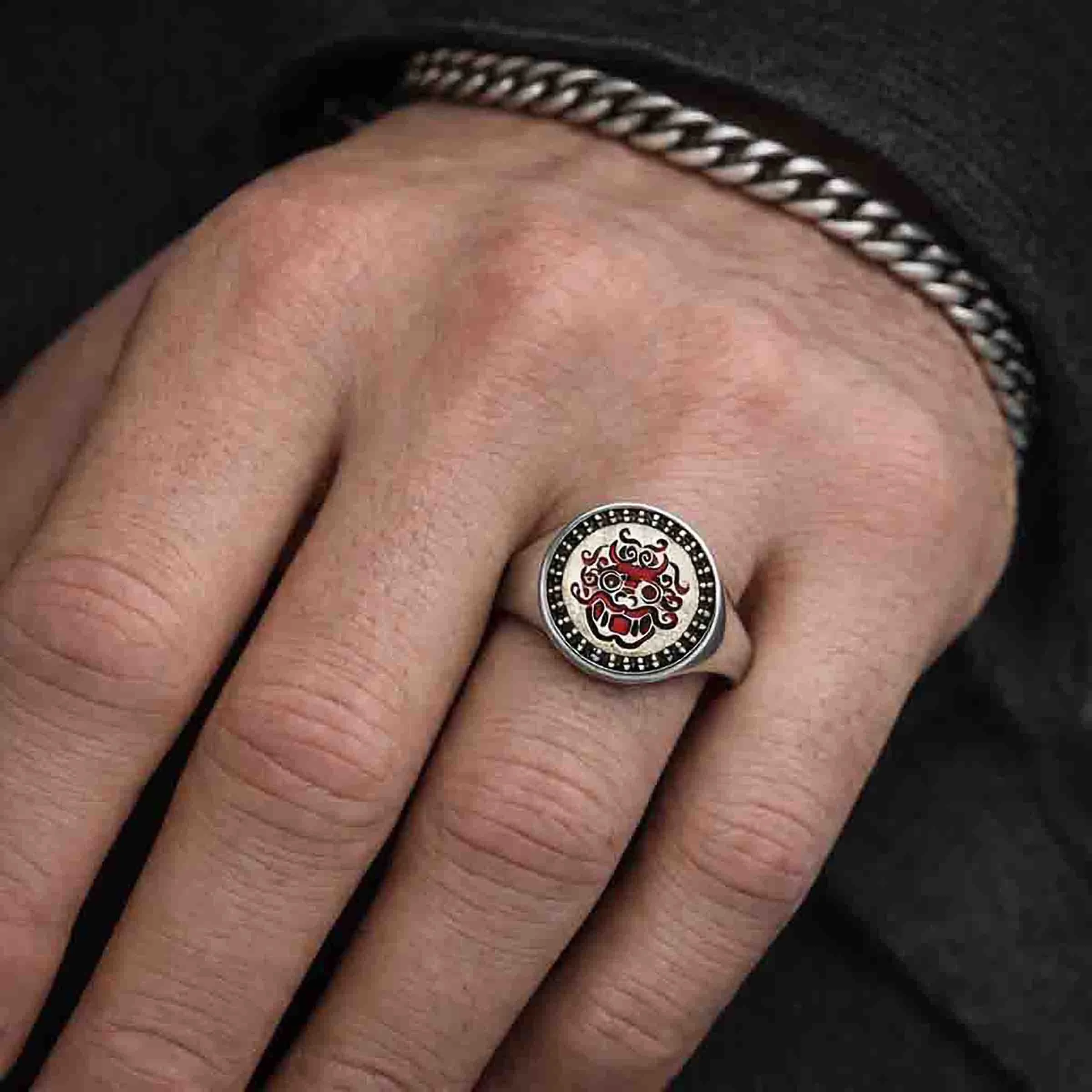 VicStone NYC Fine Jewelry Strong Red Tiger with Black Diamond Signet Ring copy.jpg