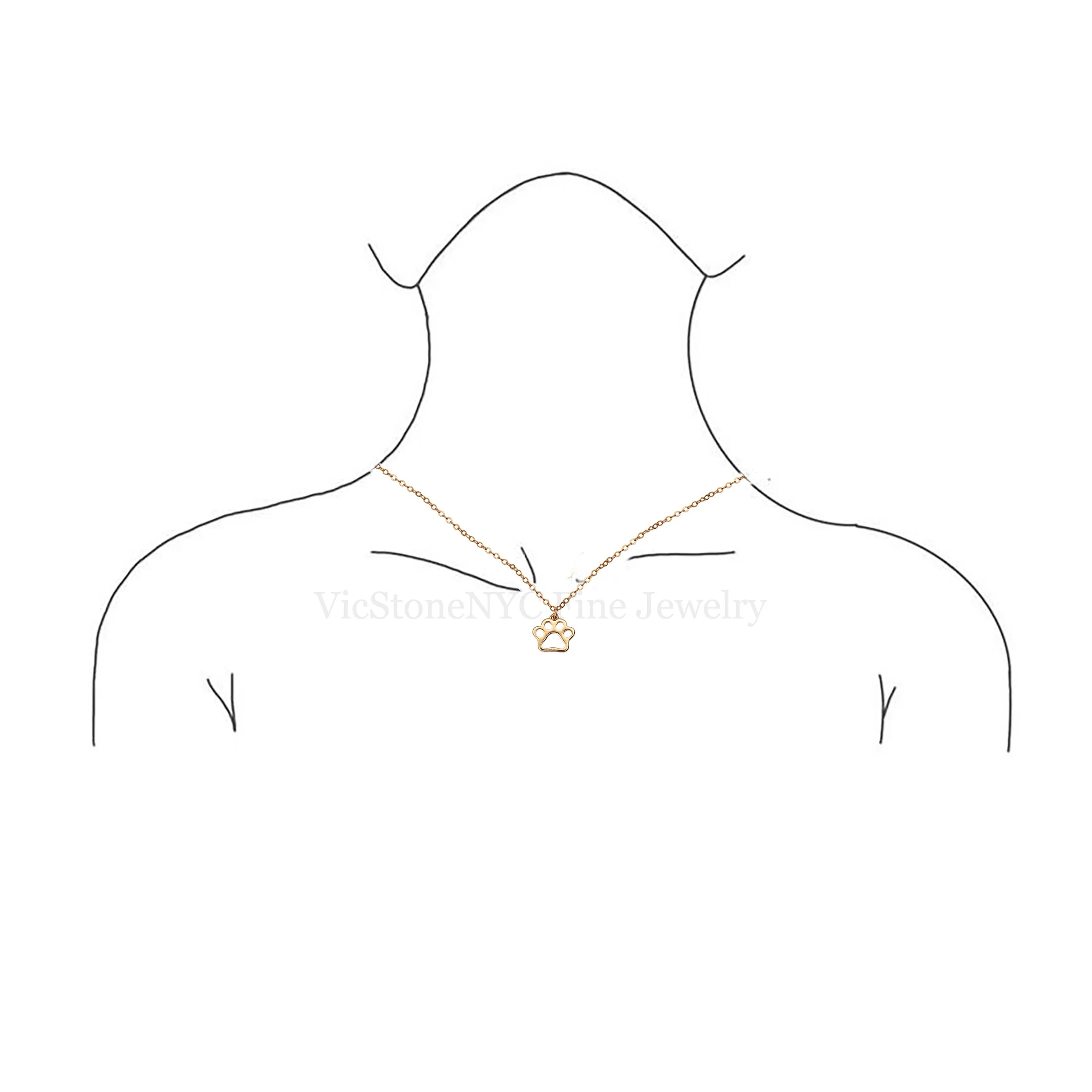 Elegant golden paw pendant necklace – designer 14K gold jewelry by VicStoneNYC New York