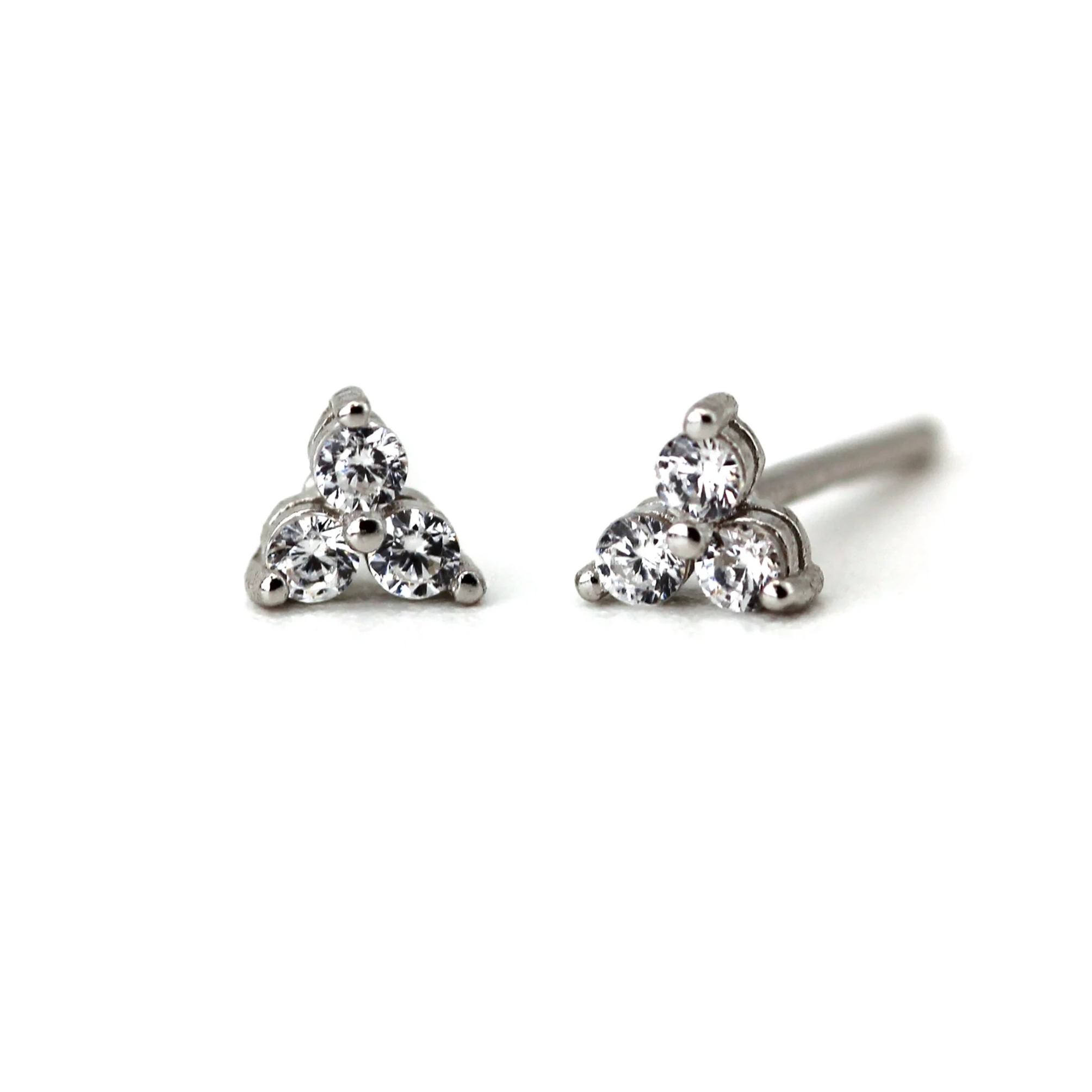 14K Gold Natural Trio Diamond Stud Earrings – handcrafted fine jewelry by VicStoneNYC New York