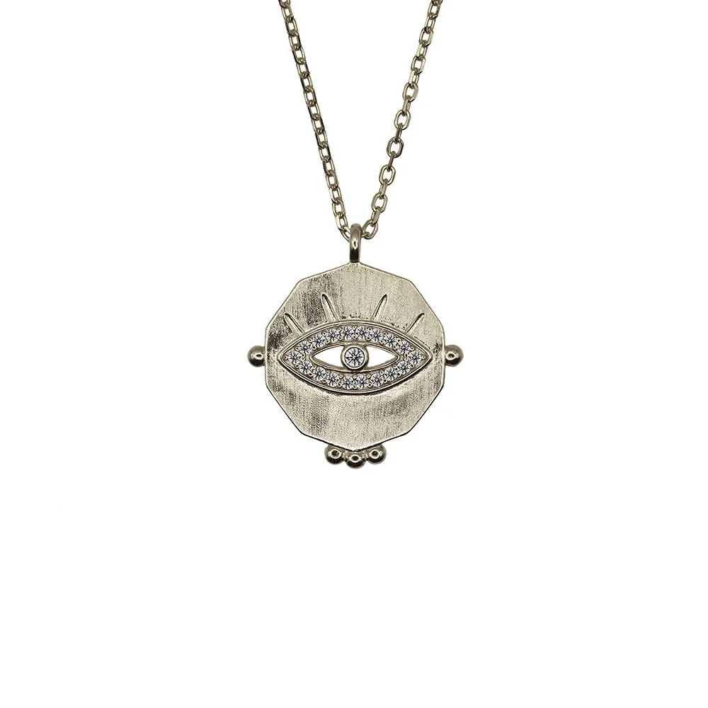 VicStoneNYC customized 14K gold Evil Eye necklace with diamond, elegant gift for respected partners