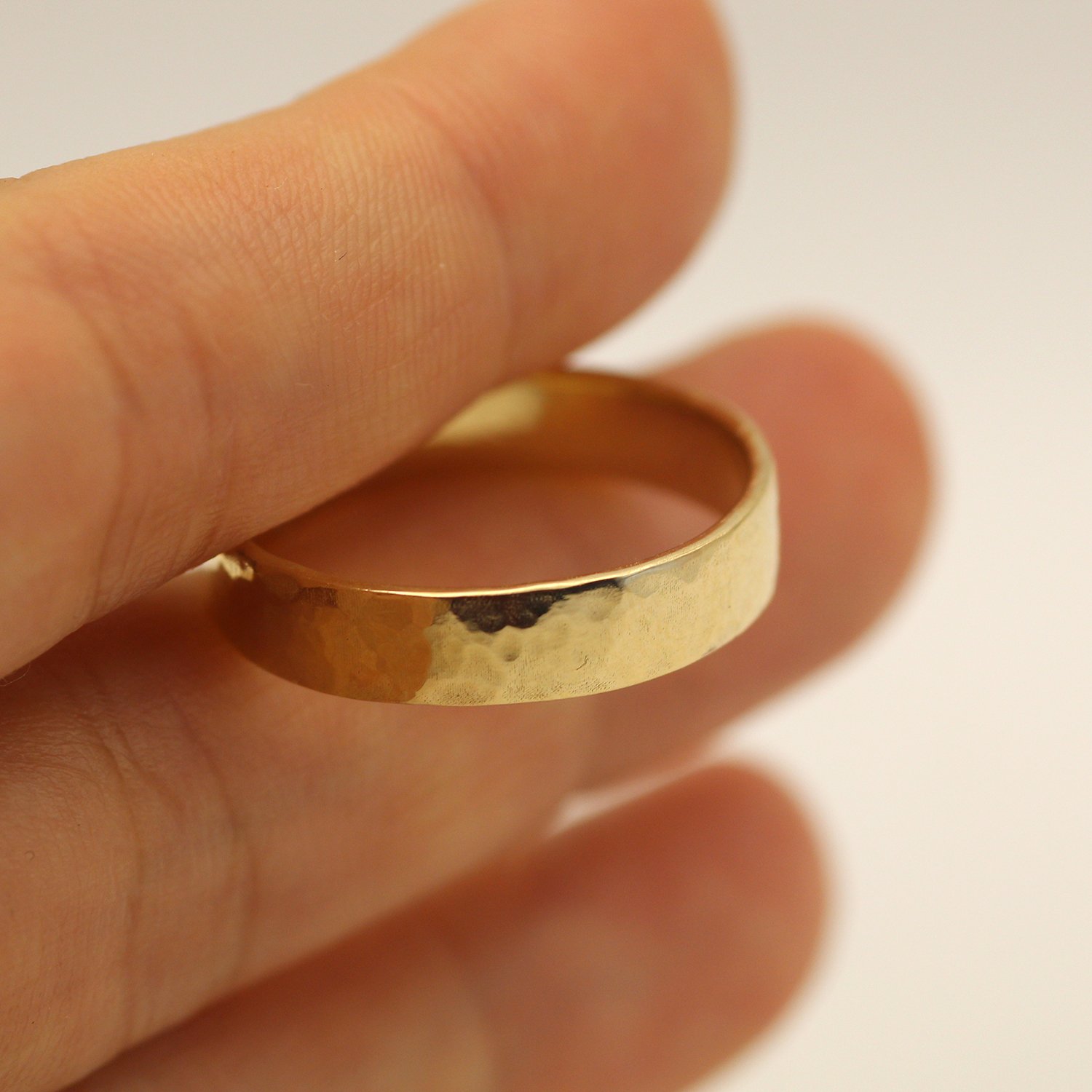 14K Handmade Hammered Gold Ring – Bold & Timeless, Larger Sizes US 9 ...