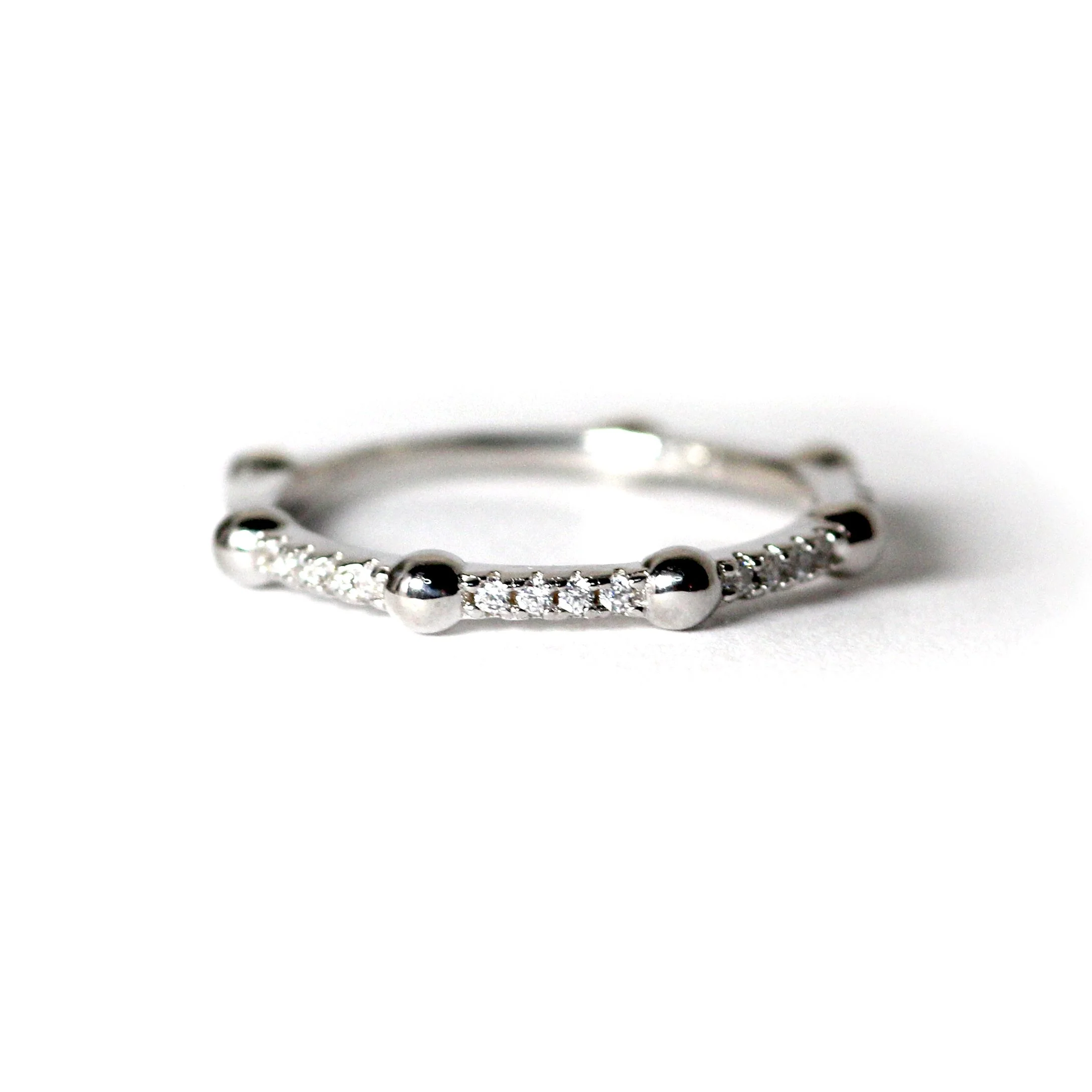 14K gold ball and diamond eternity band fine jewelry by VicStoneNYC