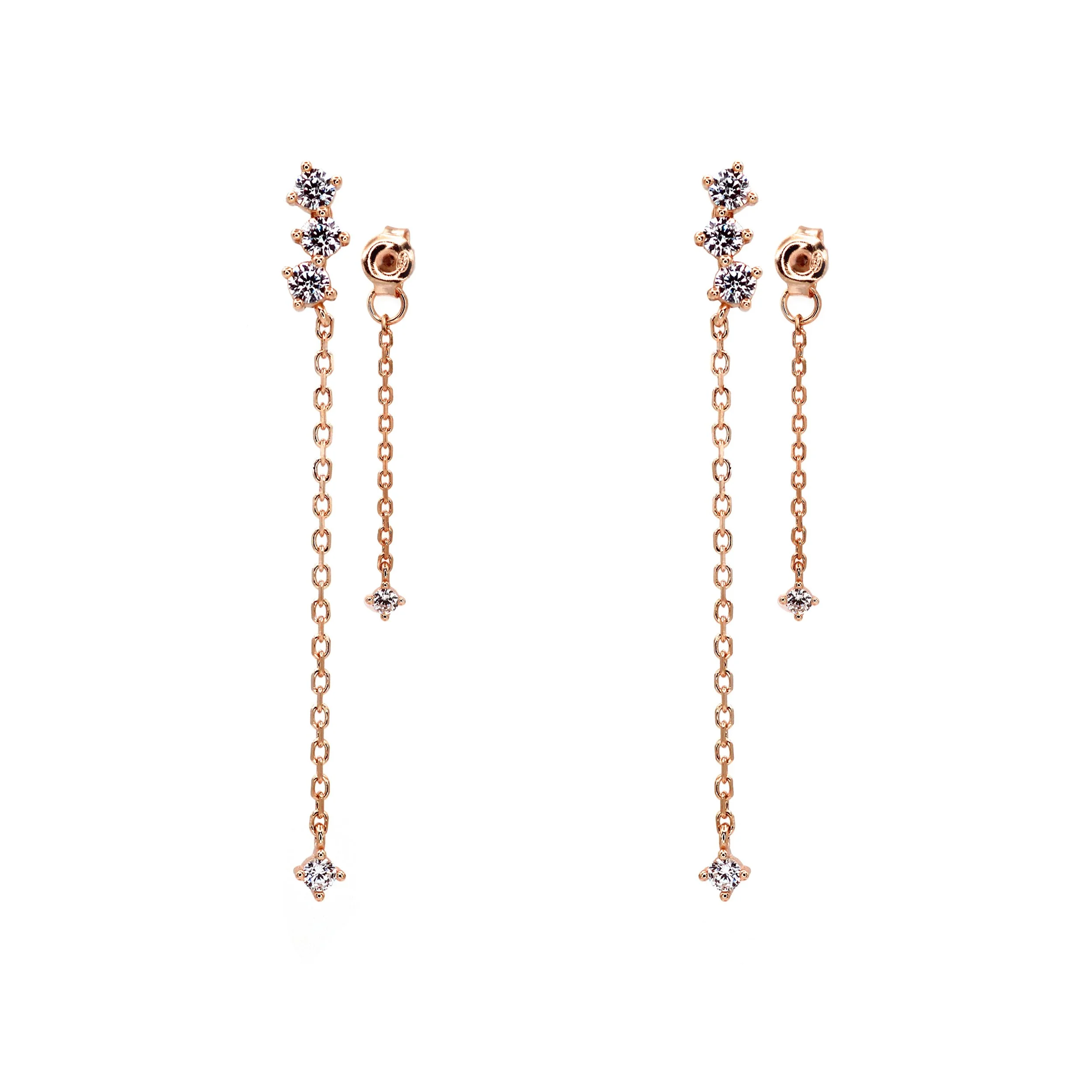 Close-up of lab diamond pavé 14K gold earrings – refined modern minimalist jewelry