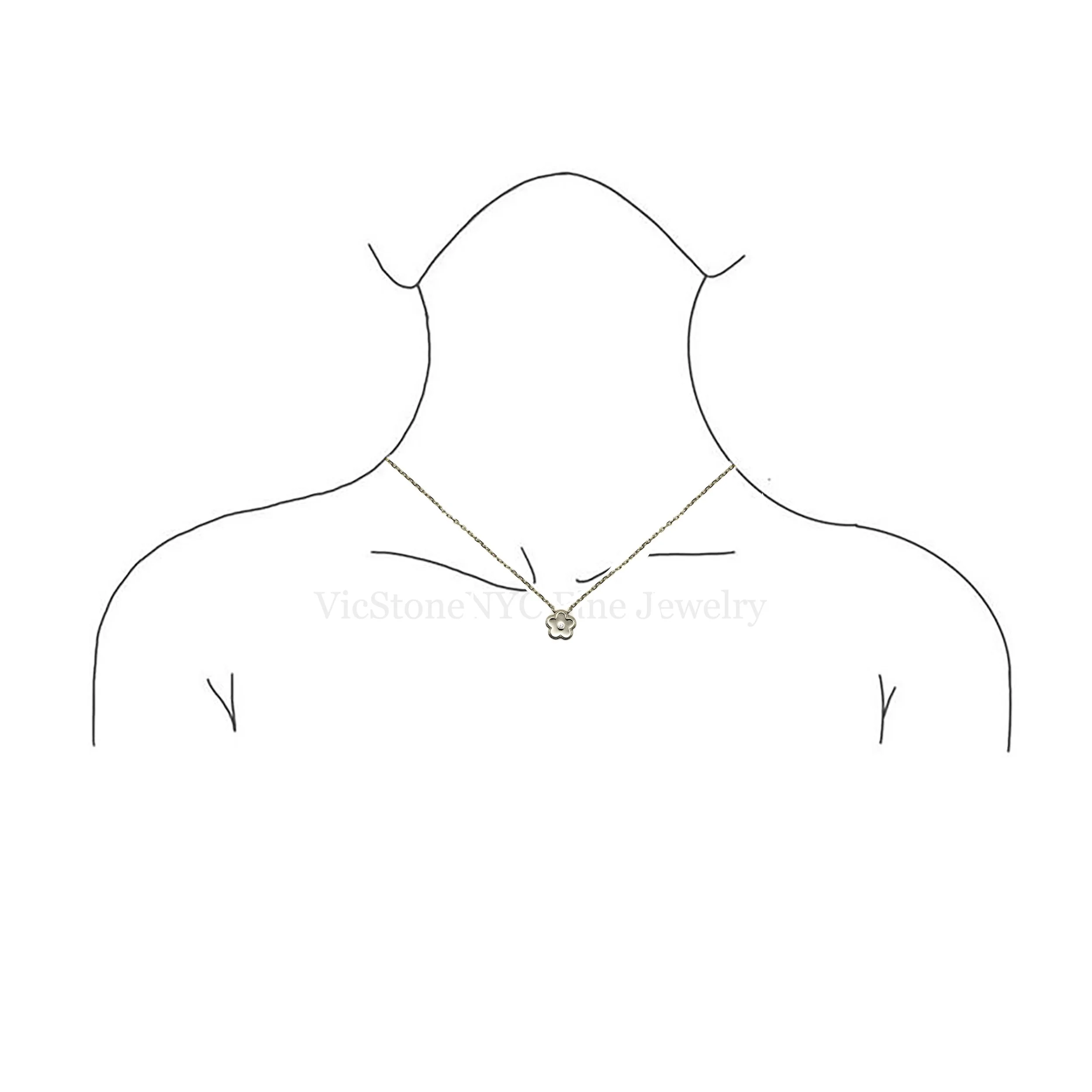 Delicate gold flower charm necklace with diamond – designer jewelry from New York