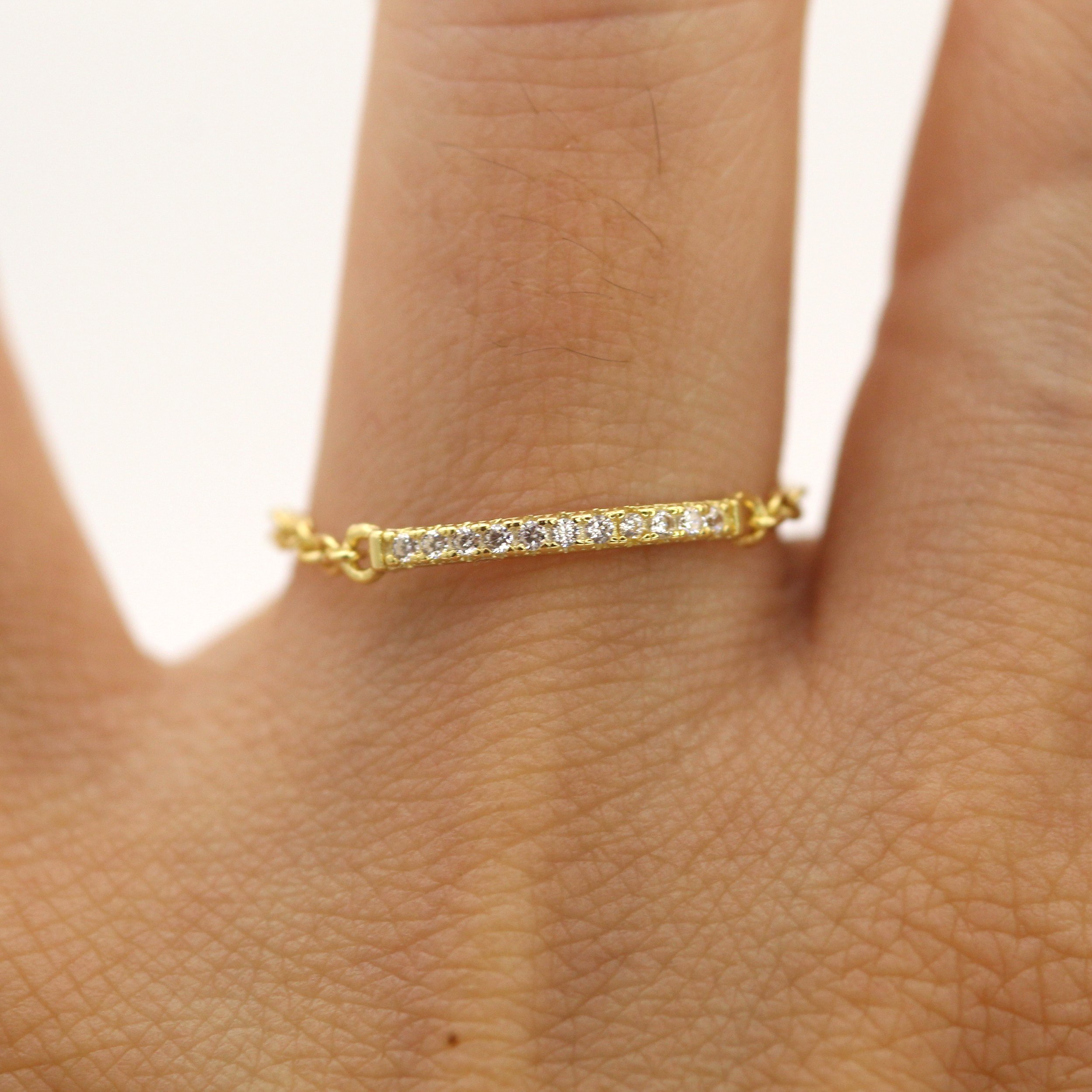 Flexible gold chain band with diamond bar top – VicStoneNYC