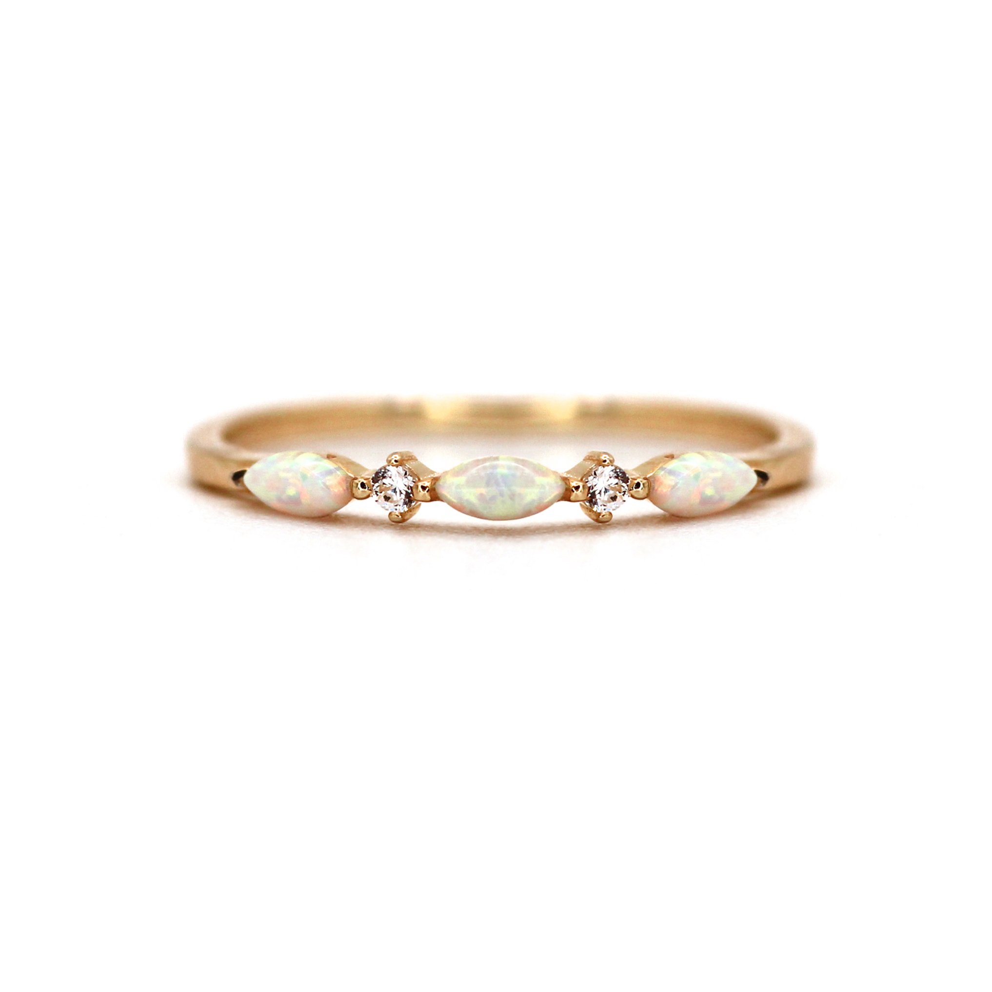 14K Rose Gold Marquise Opal & Diamond Ring