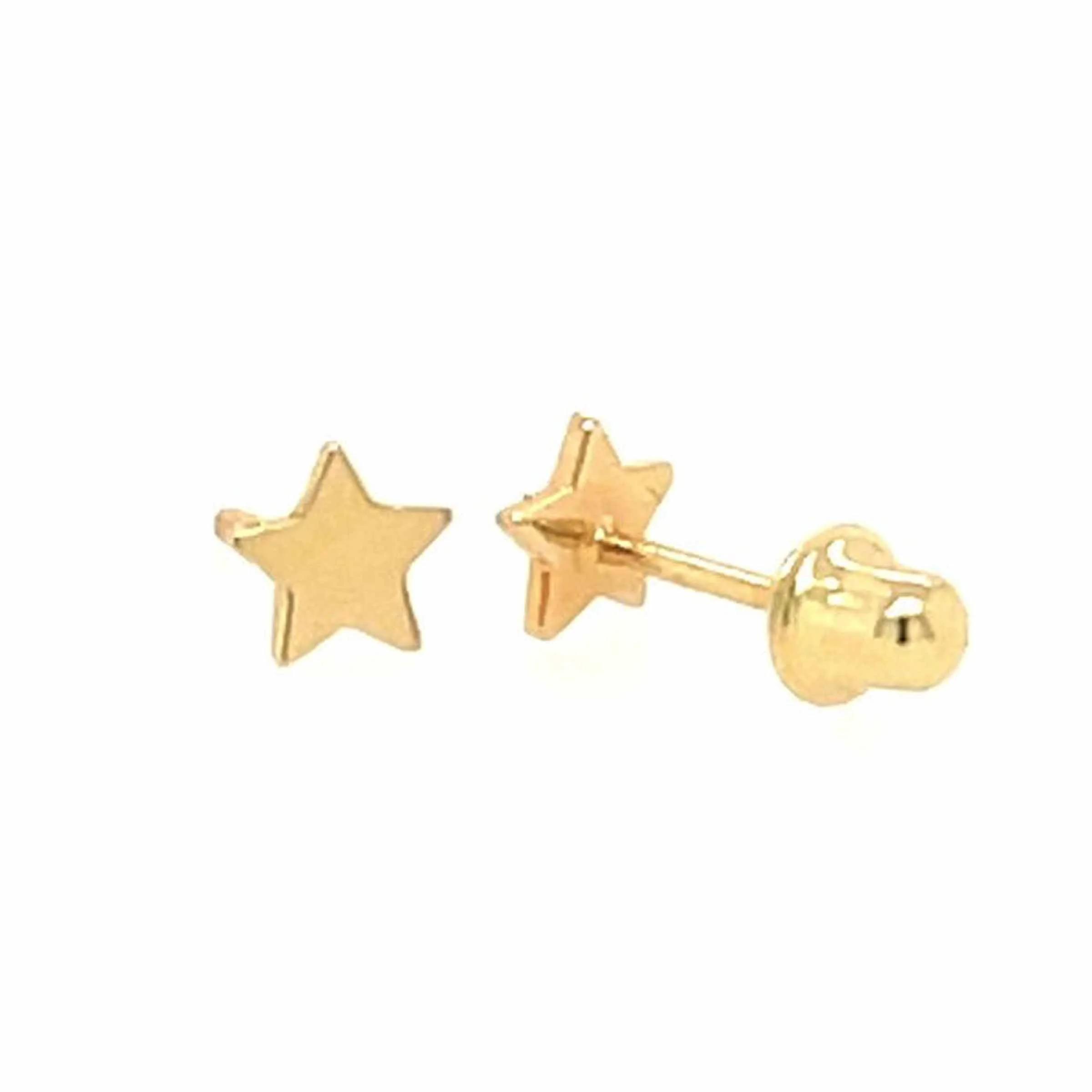 14K yellow gold star stud earrings with screw back