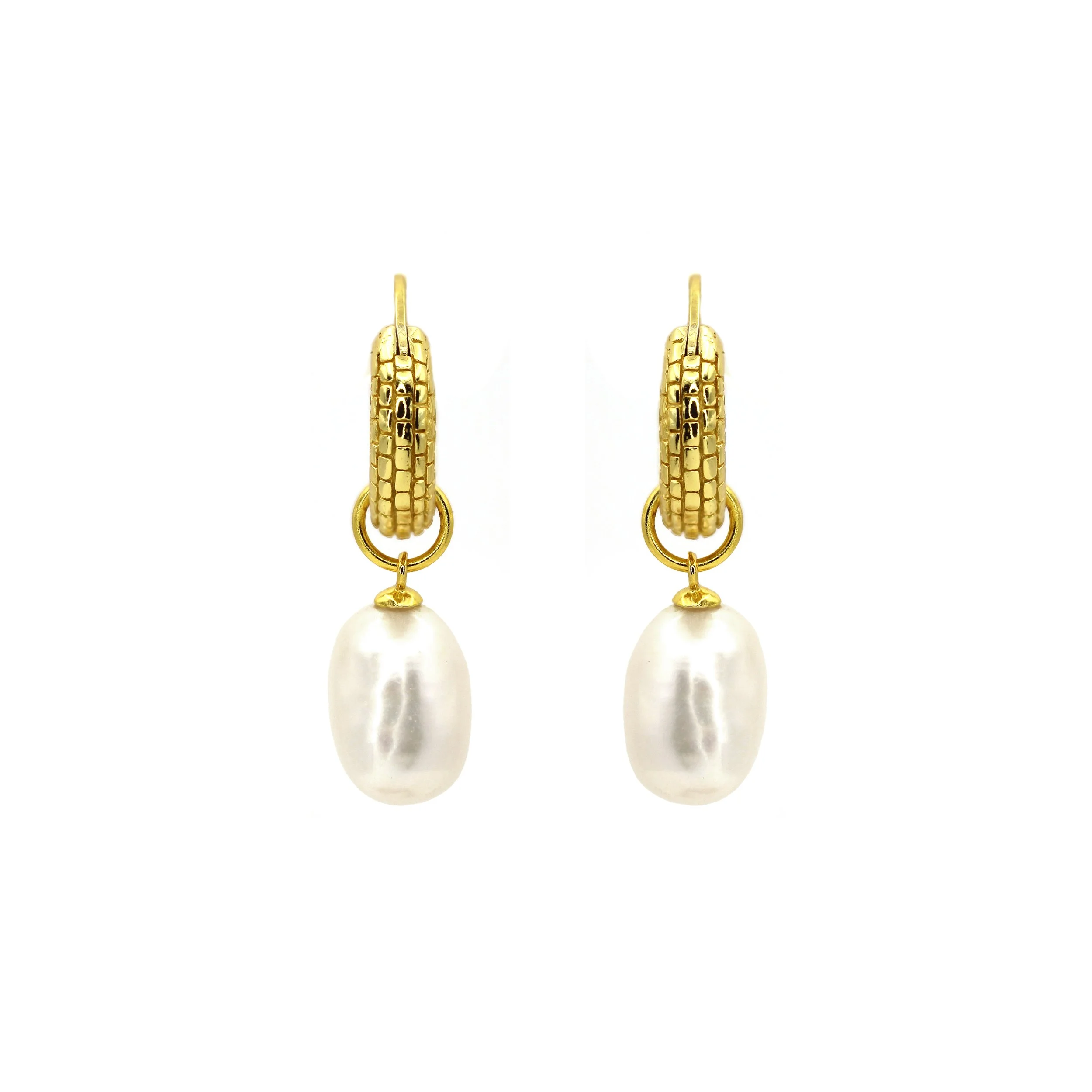 VicStoneNYC 14K gold pearl charm earrings – inspired by traditional Korean architecture