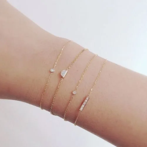 VicStoneNYC fine jewelry – 14K gold bracelet with solitaire diamond