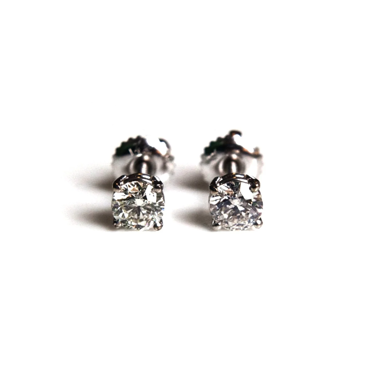 Platinum natural diamond stud earrings – bridal and anniversary gift by VicStoneNYC New York