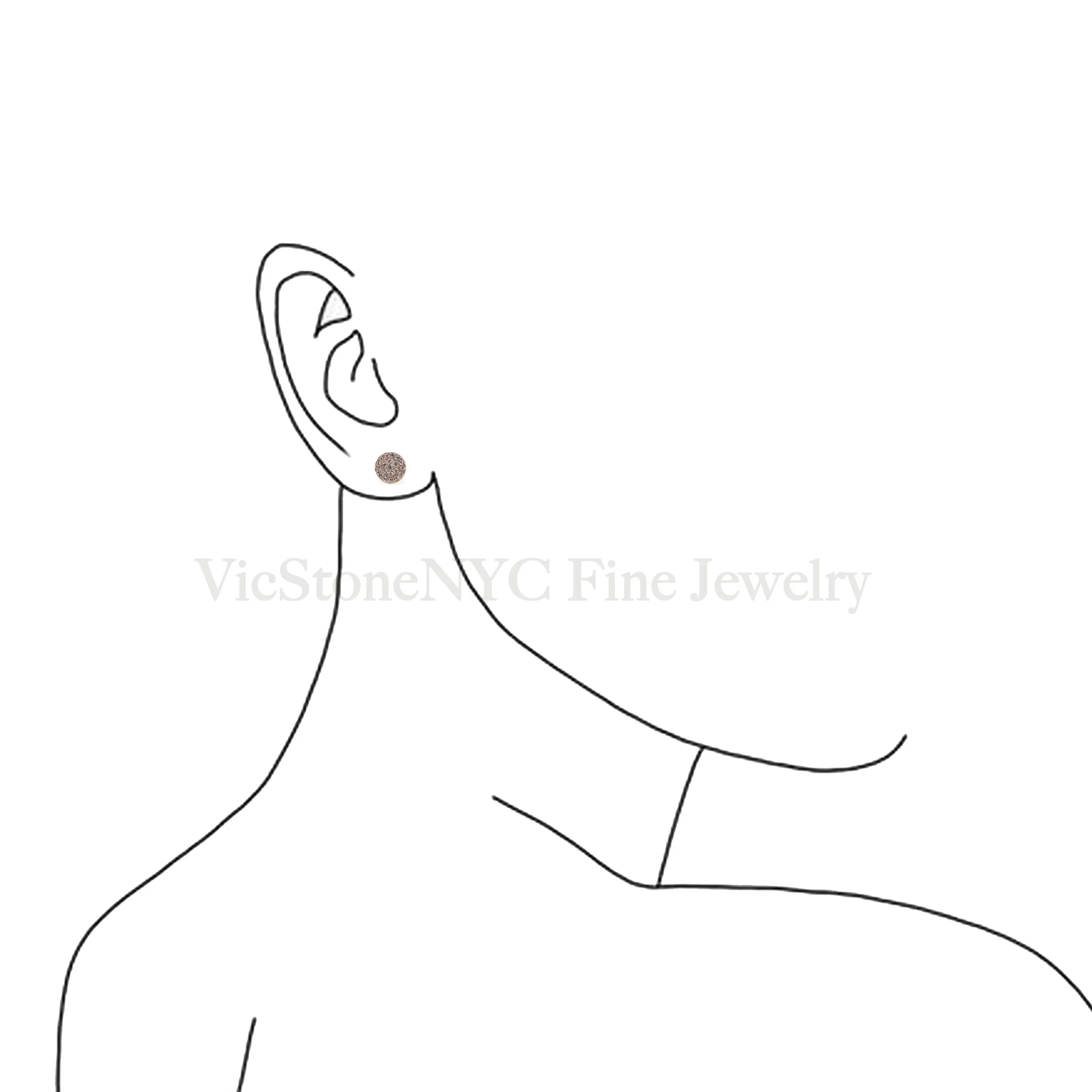 Luxury 14K Gold Pavé Diamond Stud Earrings | Handmade in New York