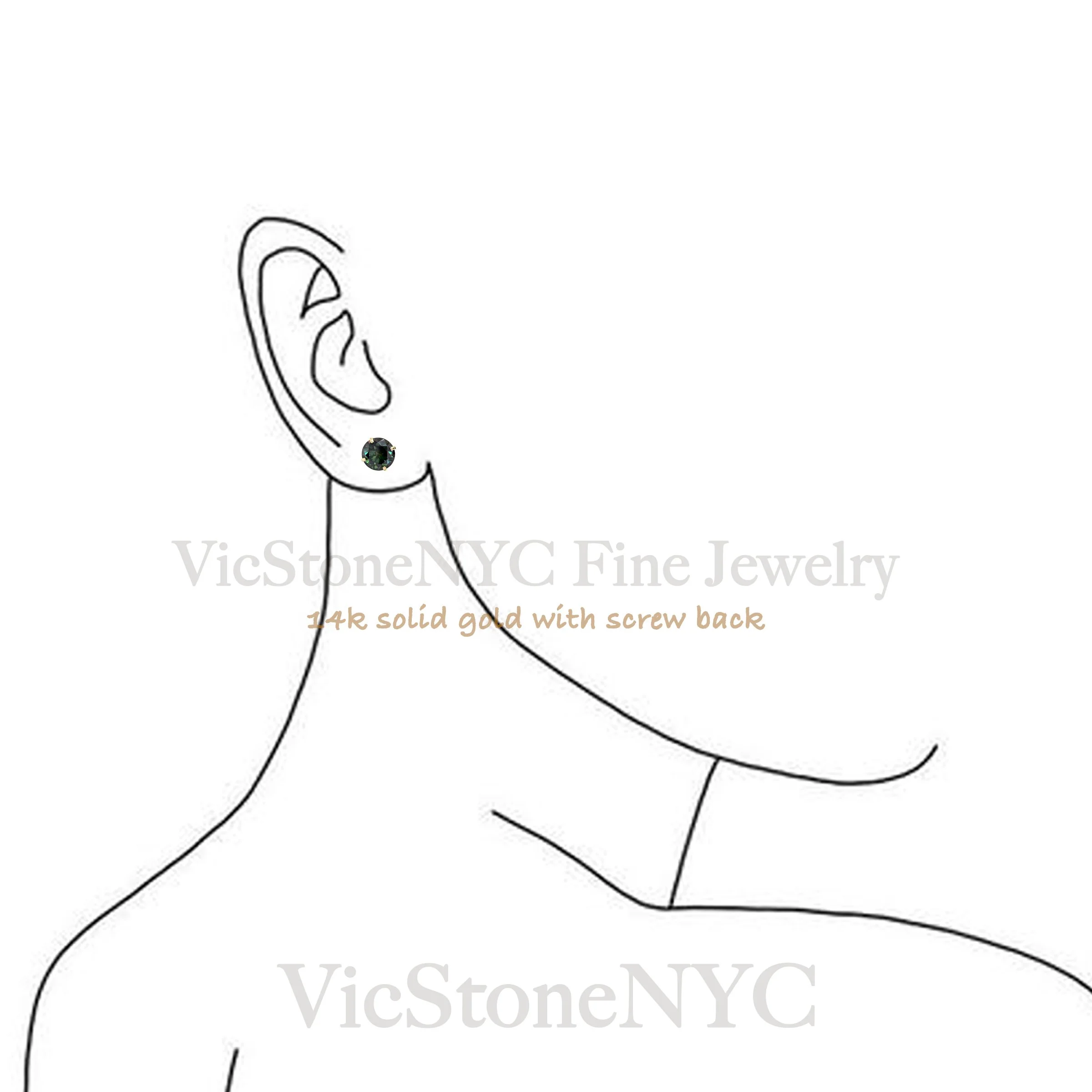 iridescent blue moissanite studs with screw back