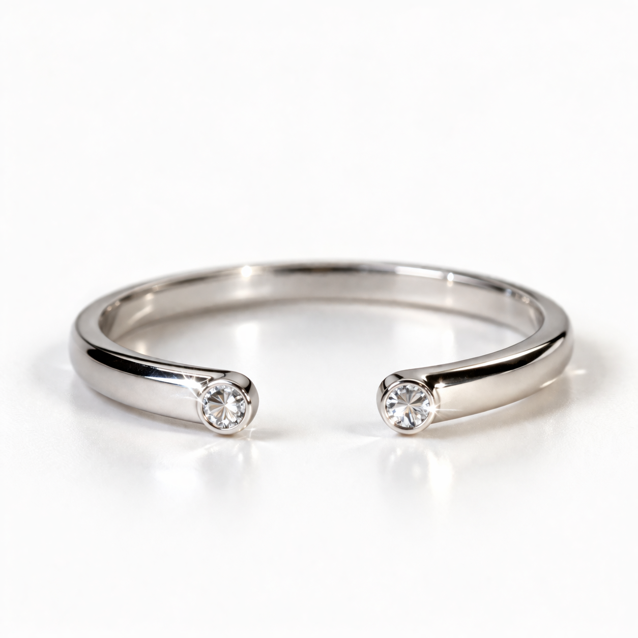 Open cuff ring for engagement ring, 14K solid gold diamond ring for wife, minimalist fine jewelry, best gift for her, delicate and elegant design