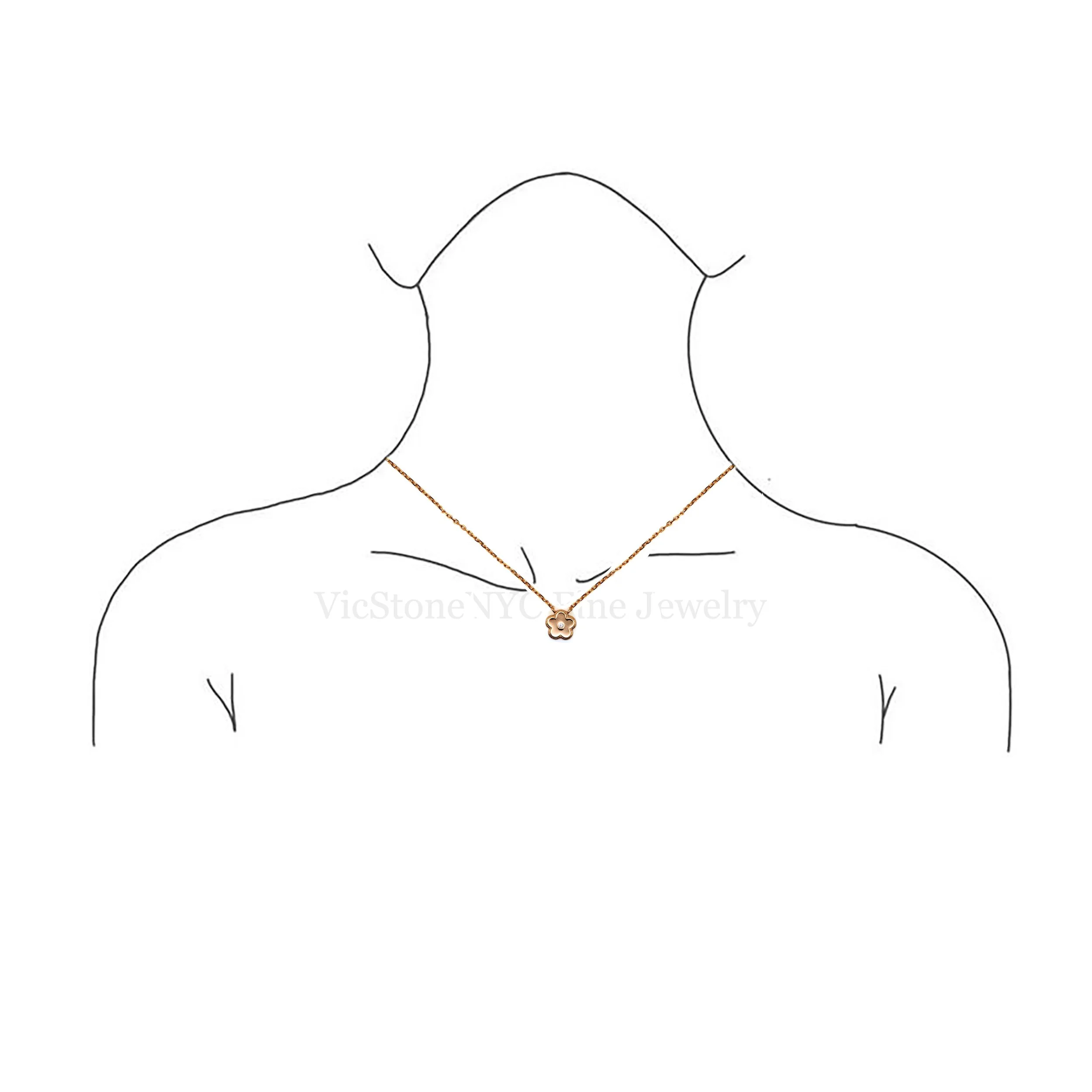 Handmade 14K gold baby diamond flower necklace – minimalist fine jewelry