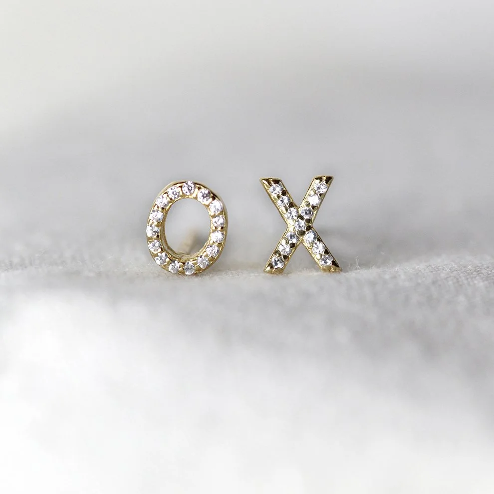 VicStoneNYC fine jewelry 14K XO stud earrings – hugs and kisses design