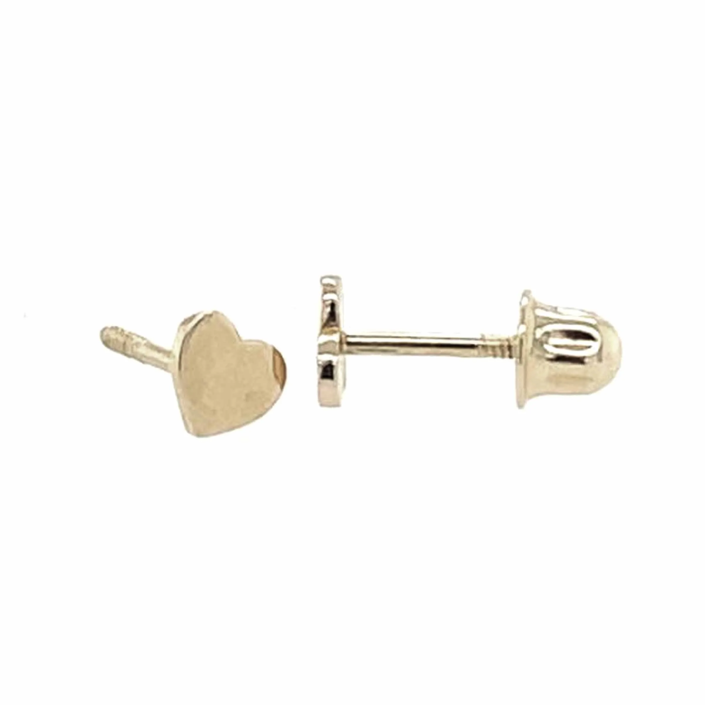 14K White Gold Heart Stud Earrings – Screw Back | Dainty Solid Gold Earrings for Women & Girls