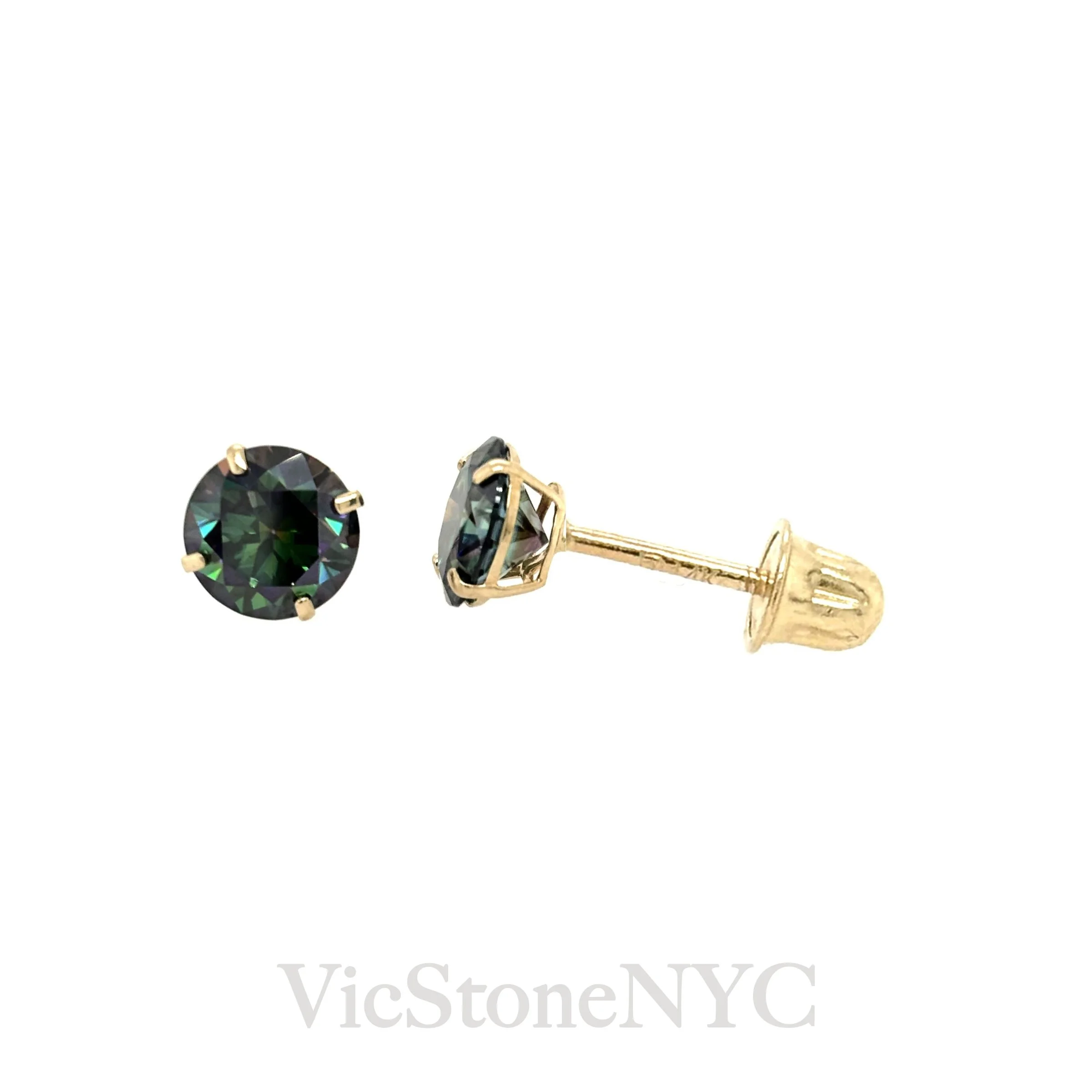 dainty 14k gold earrings with teal blue sparkle