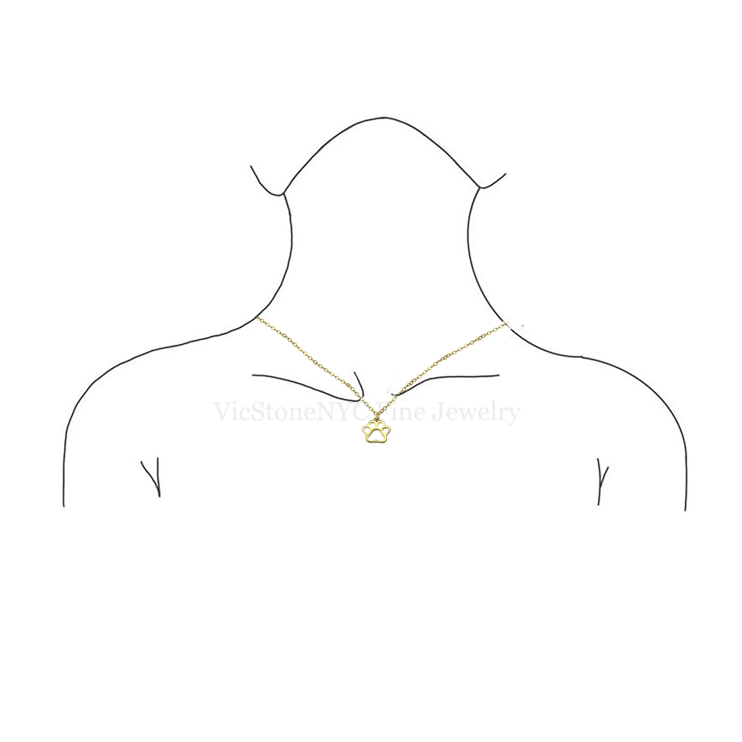 Luxury 14K gold paw charm necklace – handcrafted fine jewelry gift for dog lovers and family