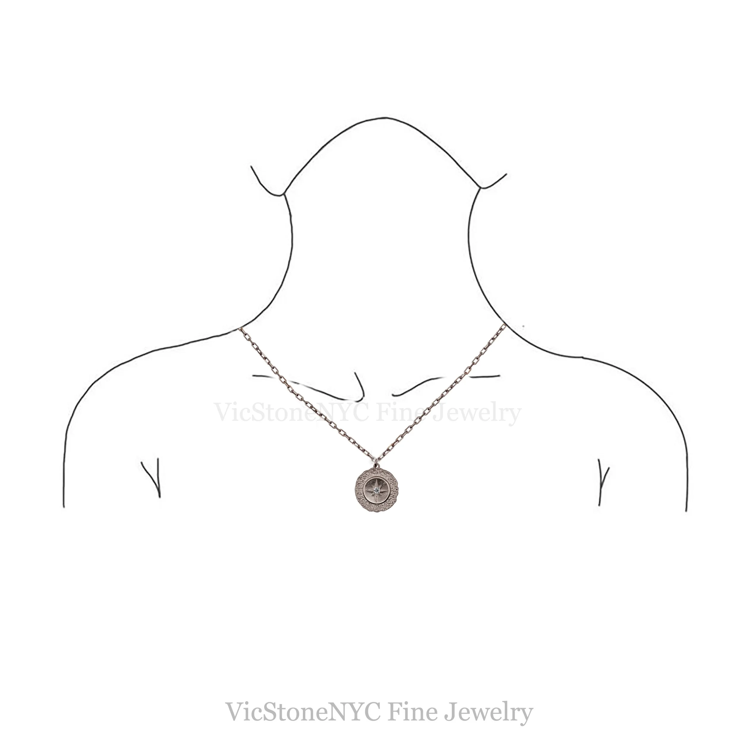 14K gold Northern Star diamond necklace, symbolic celestial jewelry representing direction and inspiration