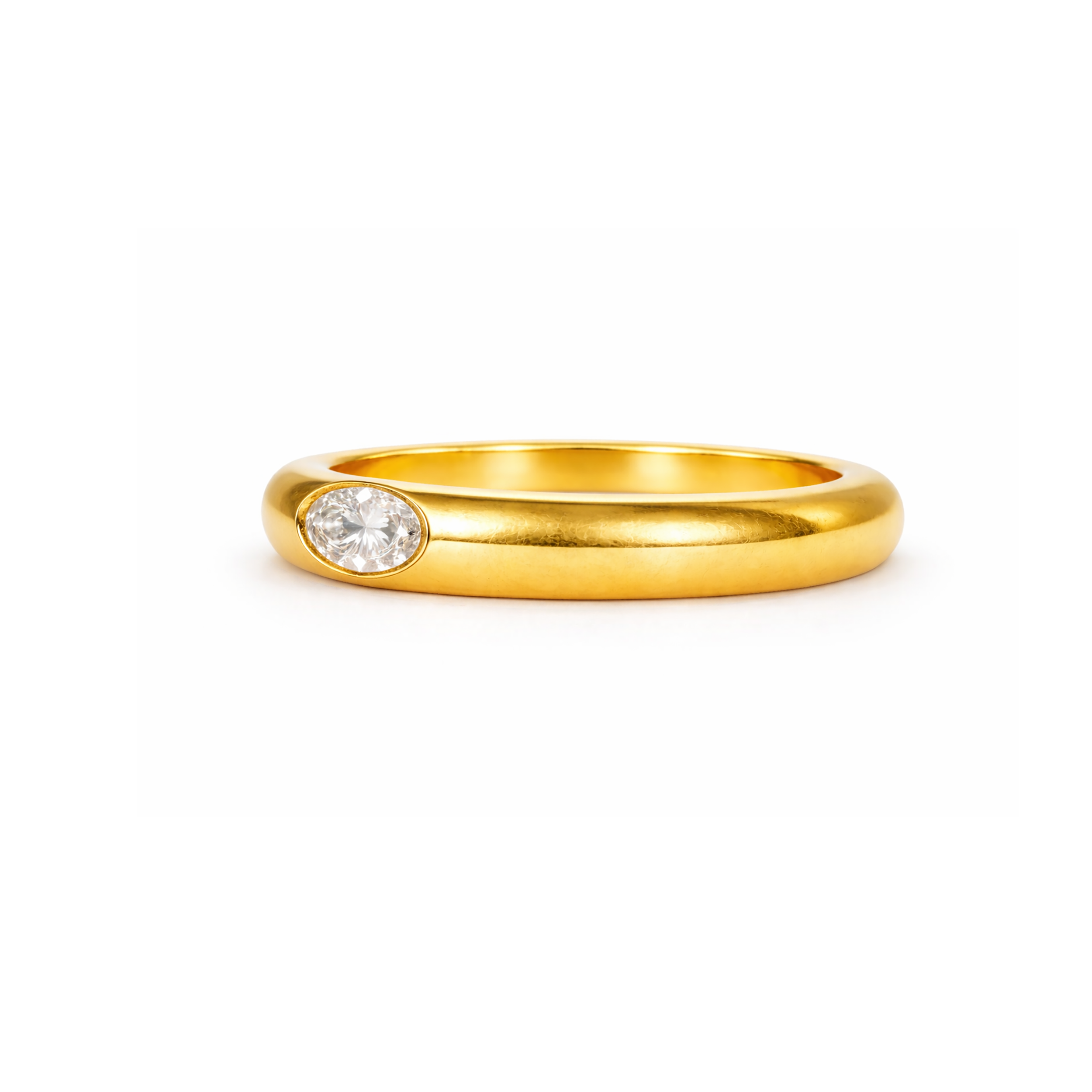 14K Gold Burnish Set Natural Diamond Ring – Minimal Flush Setting  VicStoneNYC NYC Handmade Jewelry - YELLOW.png