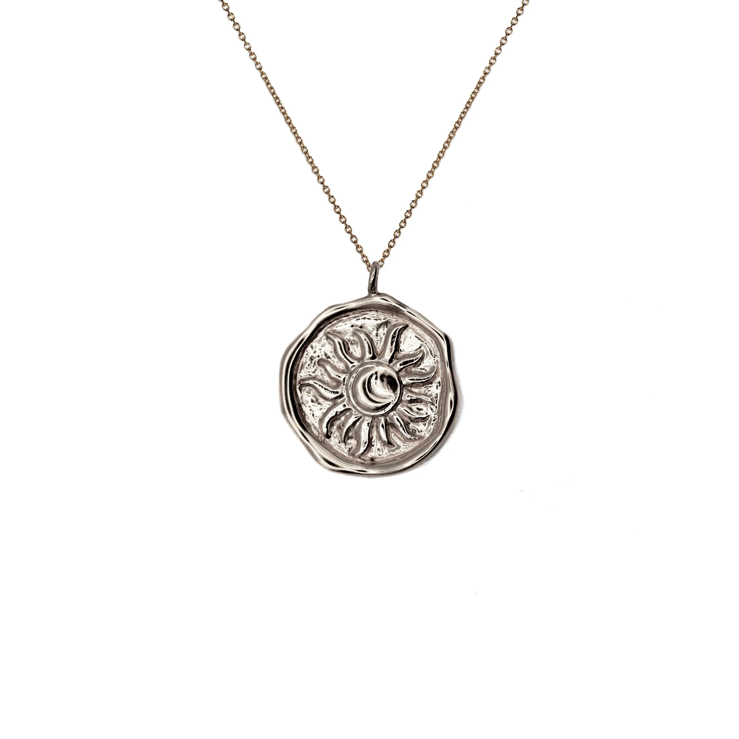 Dainty celestial necklace in 14K gold, handmade and eco-friendly, yellow, white, or rose gold
