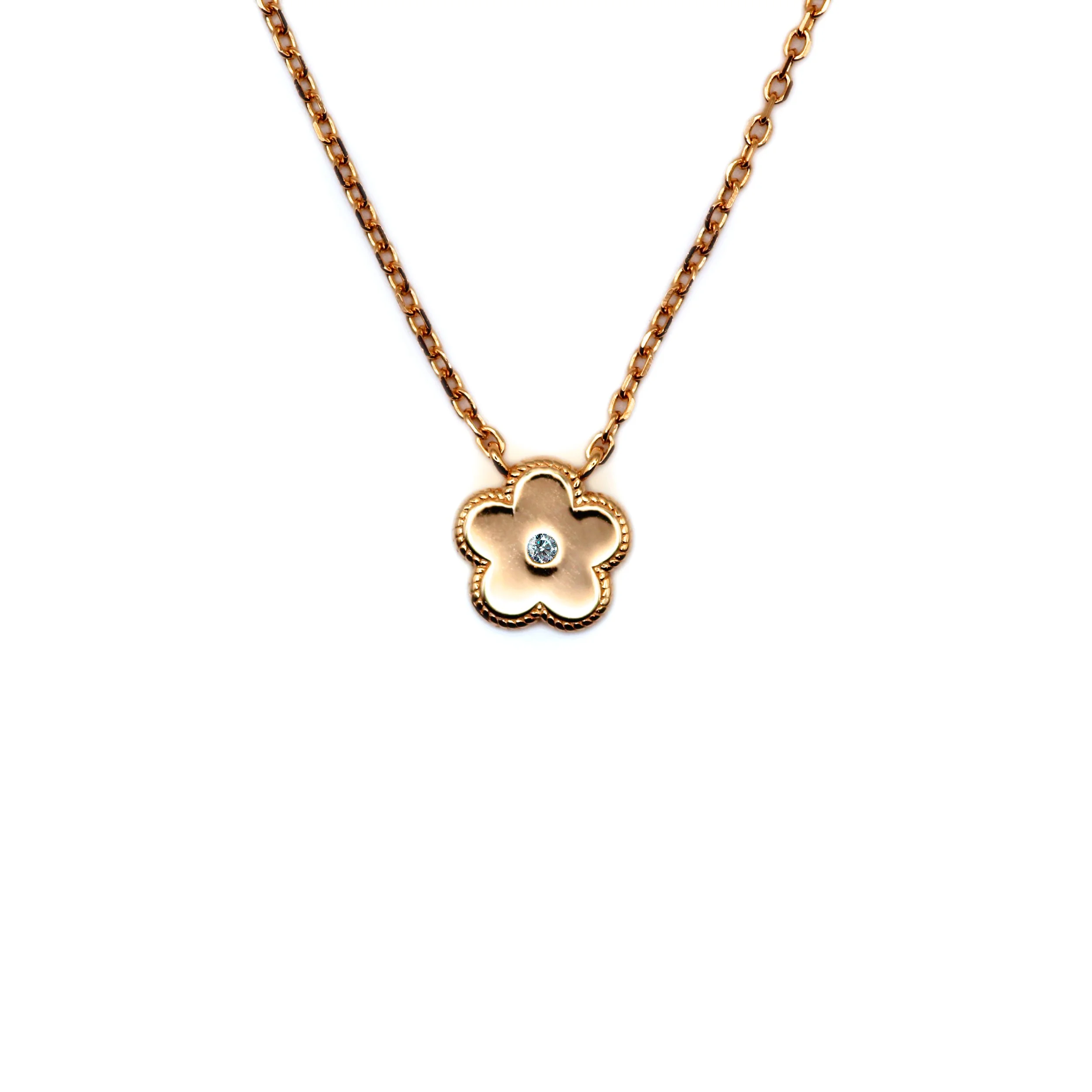 VicStoneNYC handcrafted gold flower necklace – minimalist diamond charm gift