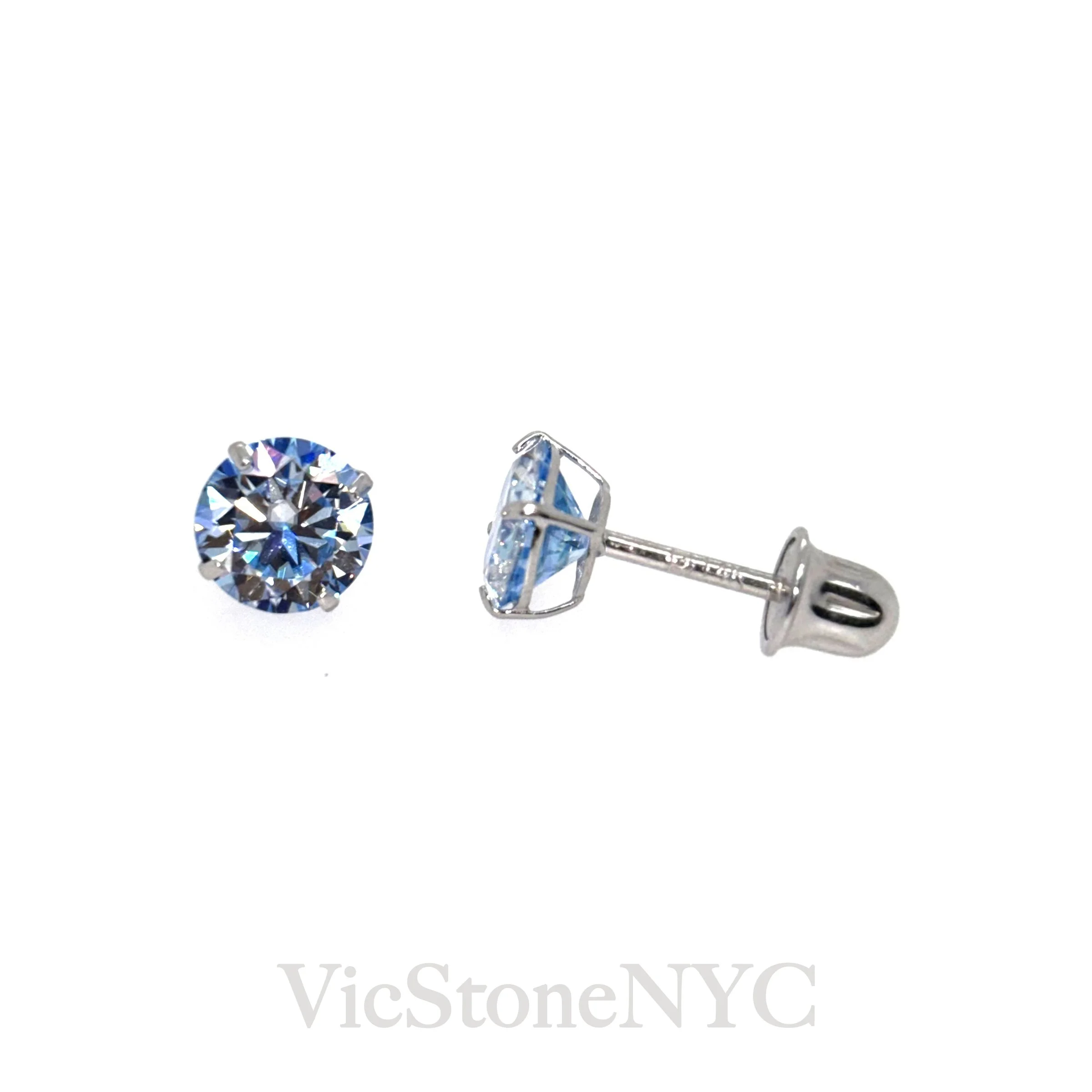4mm ocean blue moissanite stud earrings in 14k gold
