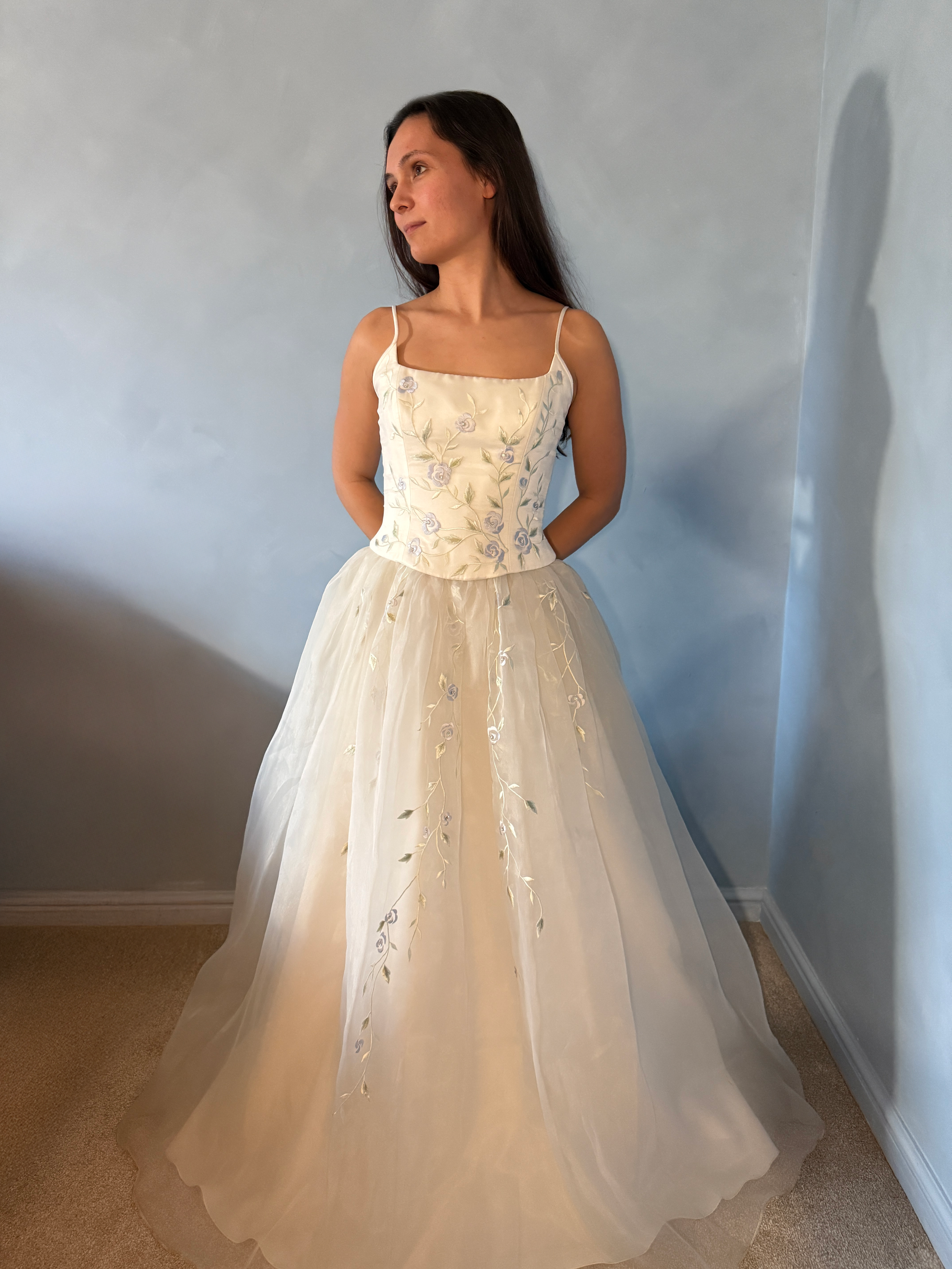 Flower Embroidered Wedding Dress