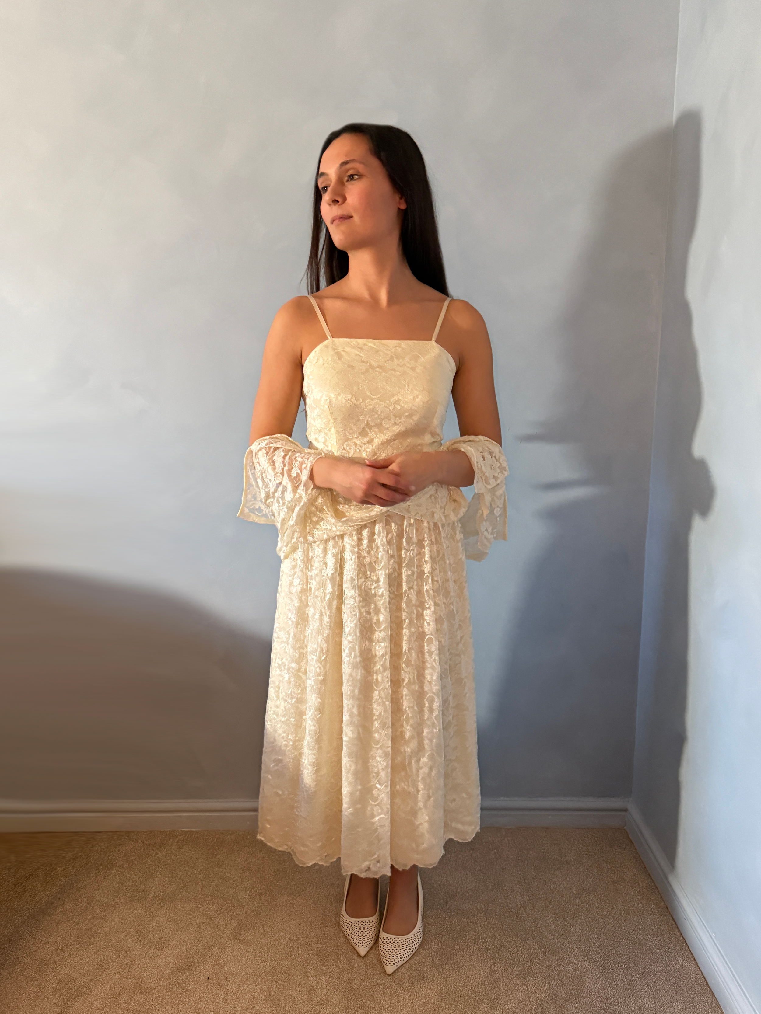 Vintage Boho Lace Midi Dress