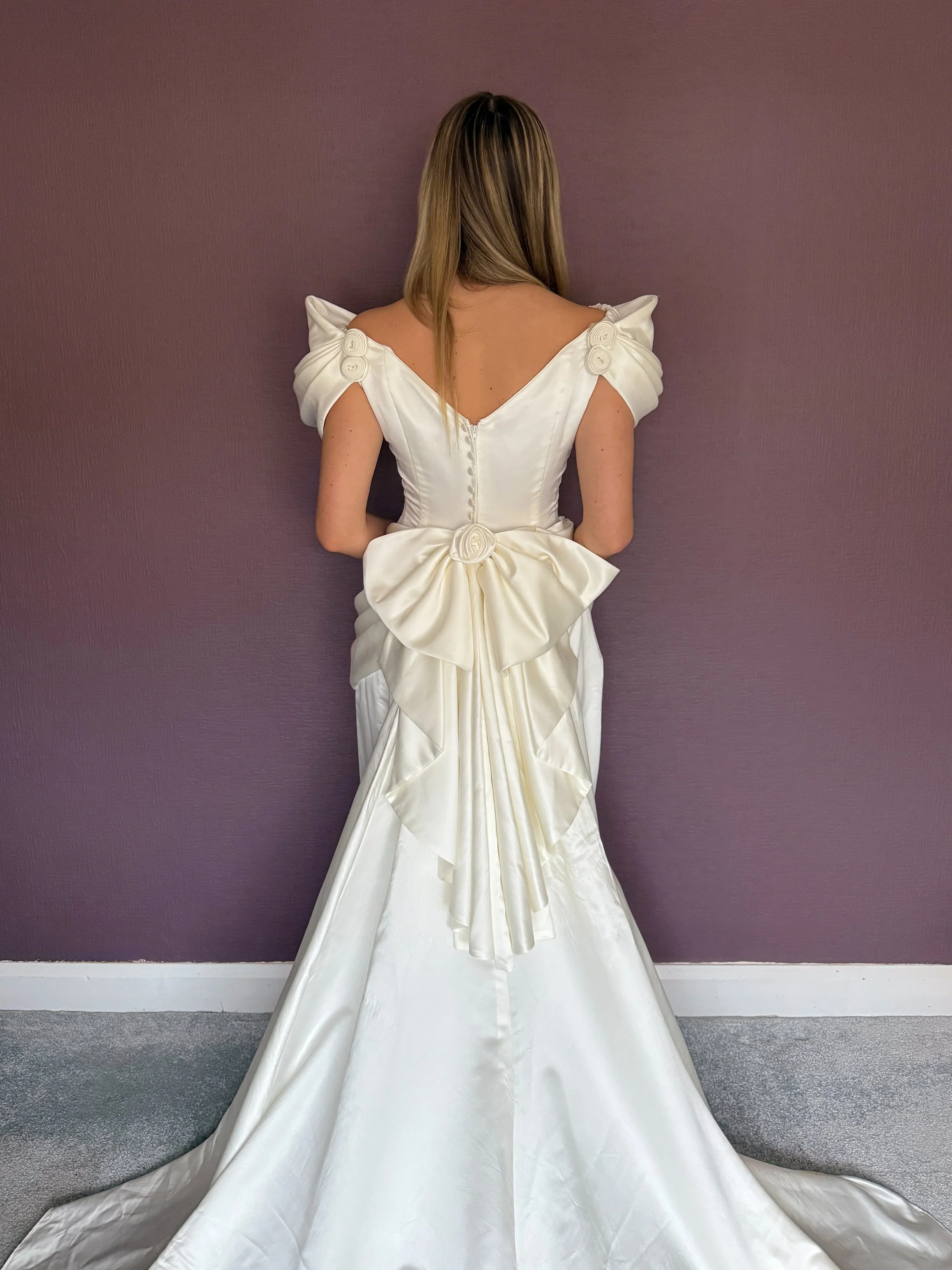 Vintage Rose Bow Wedding Dress