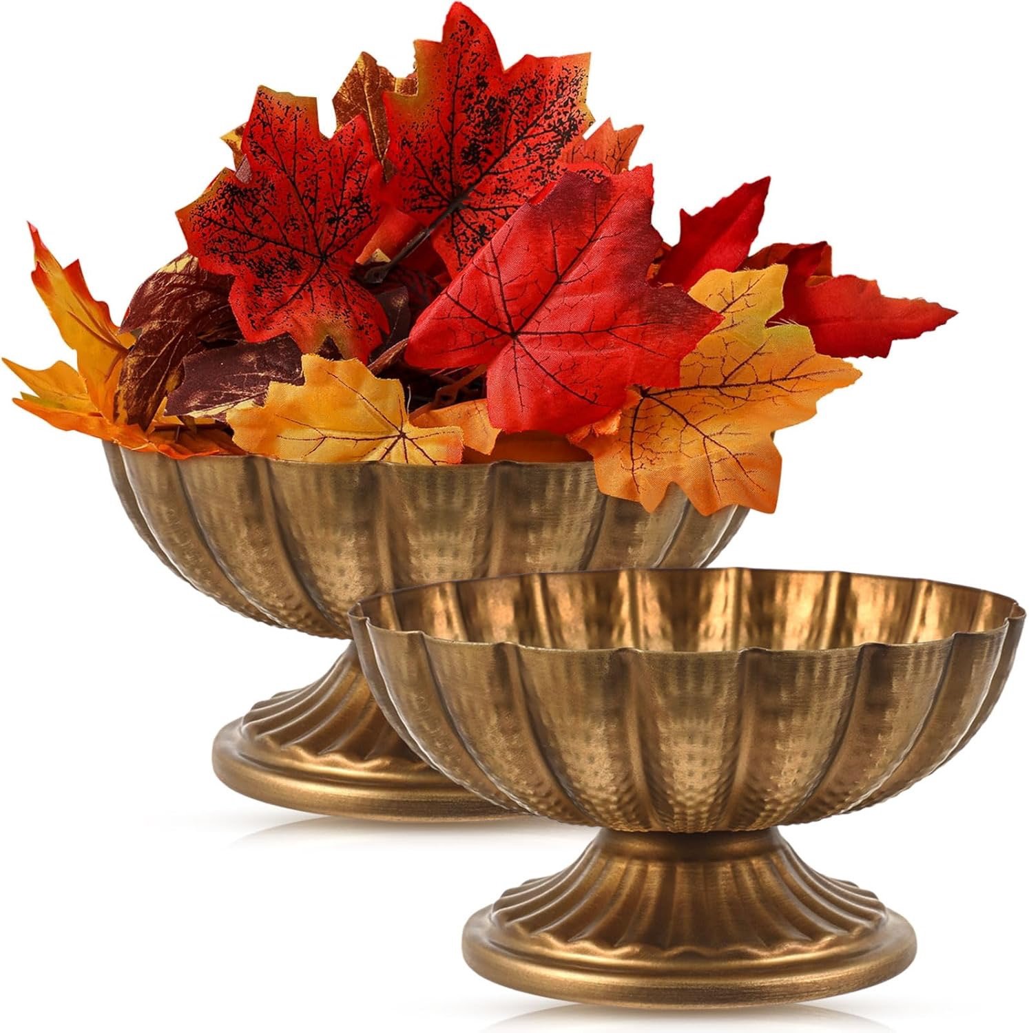 Compote : 7" Antique Gold Metal