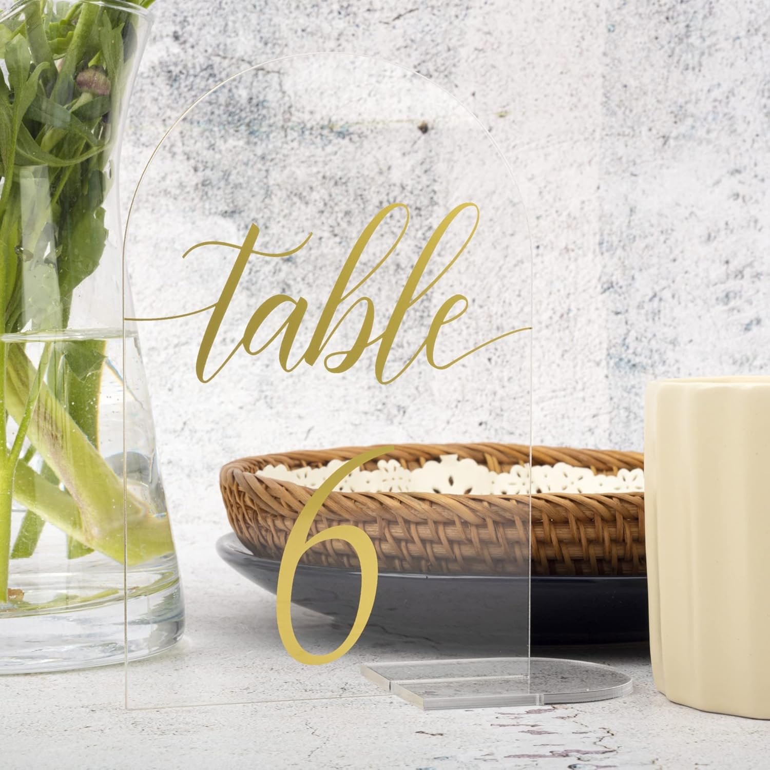 clear acrylic with gold table number
