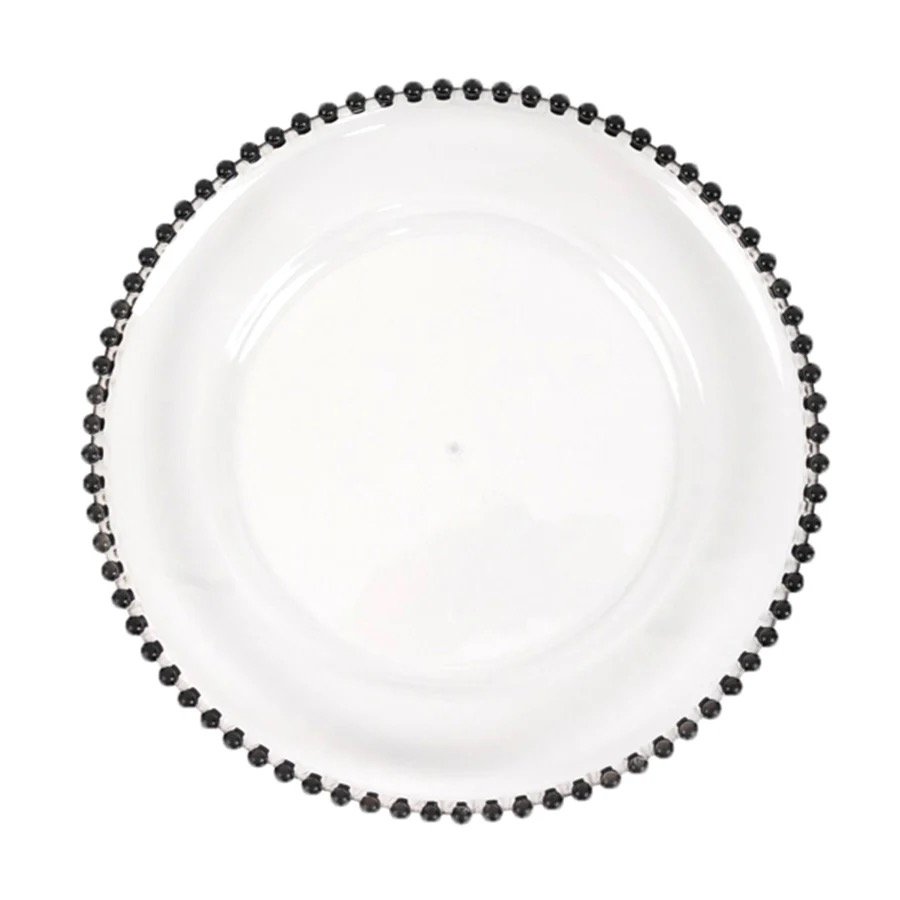acrylic black beaded rim charger