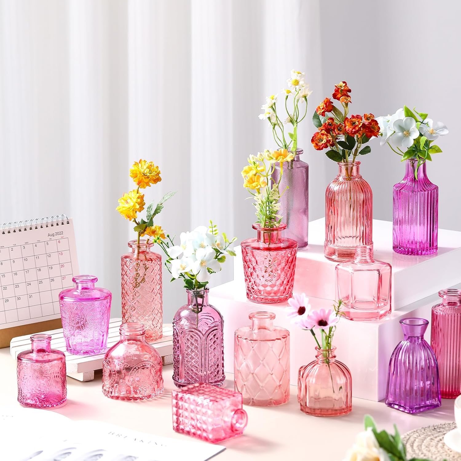 multicolor pink bud vase