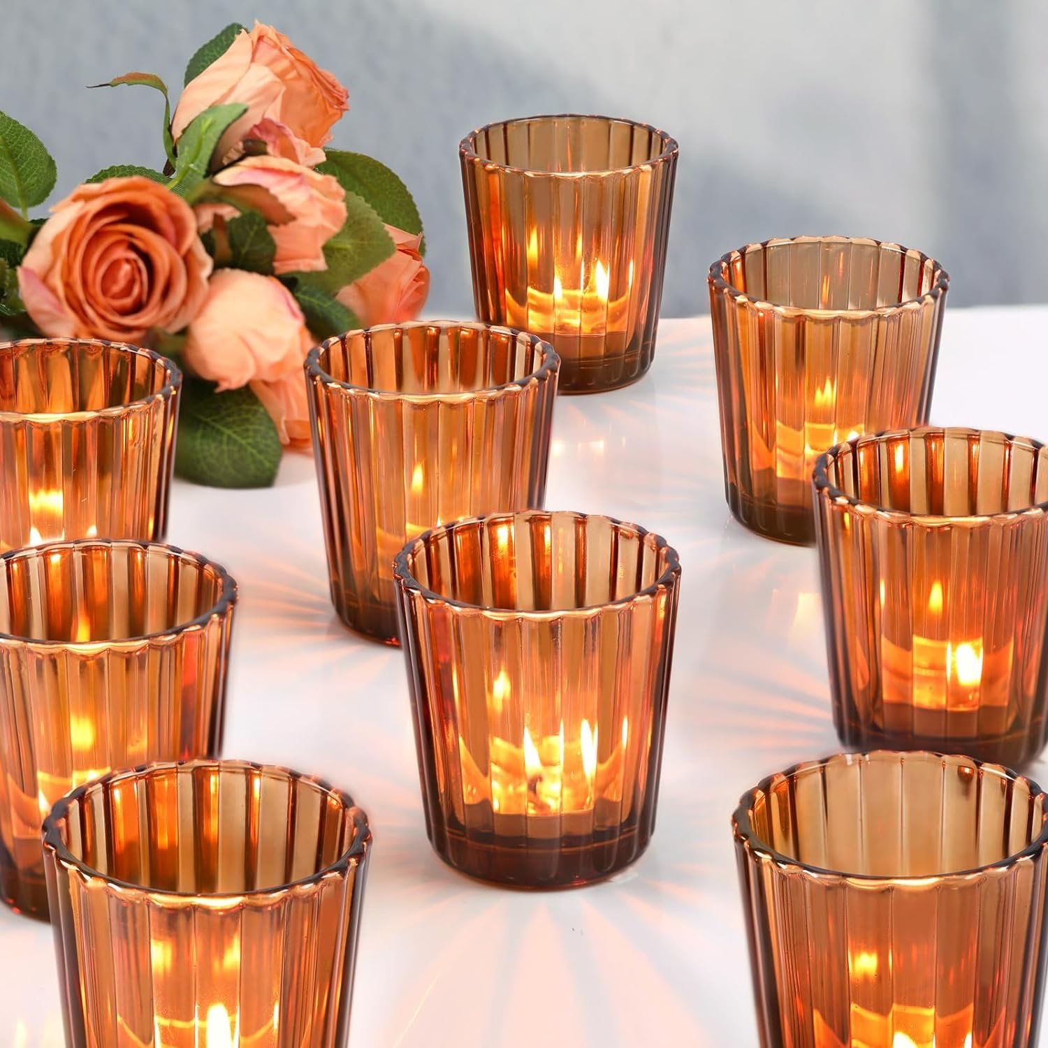Votive : Amber Ribbed