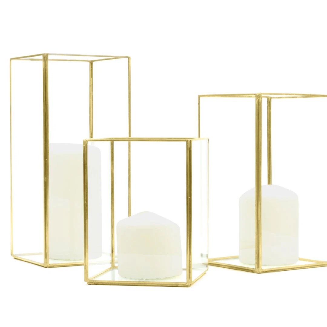 gold geometric candle holder