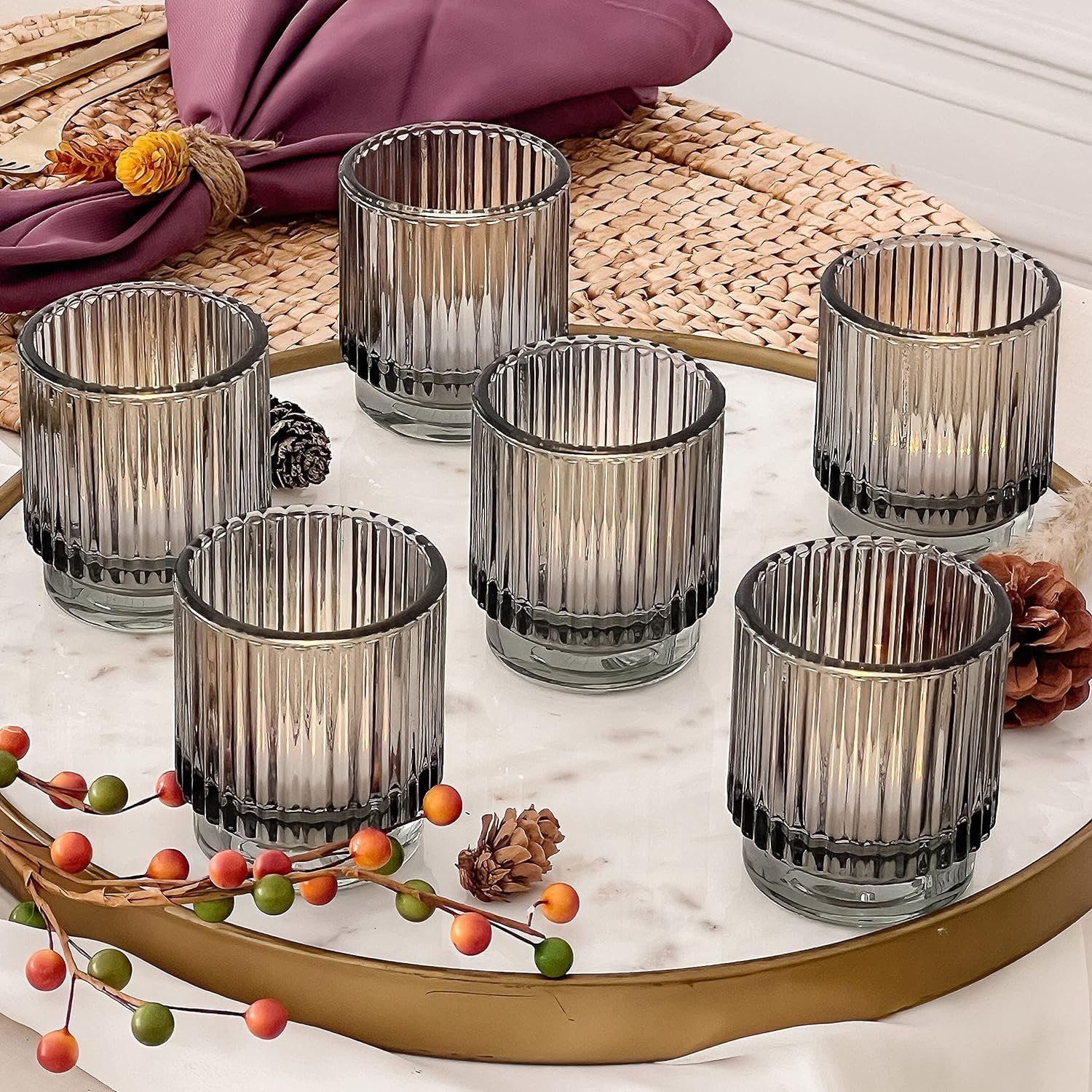 Votive : Smoke Grey Ribbed