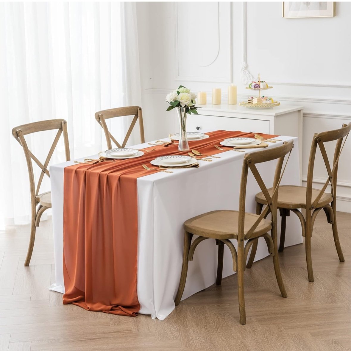 Burnt Orange Chiffon Runner