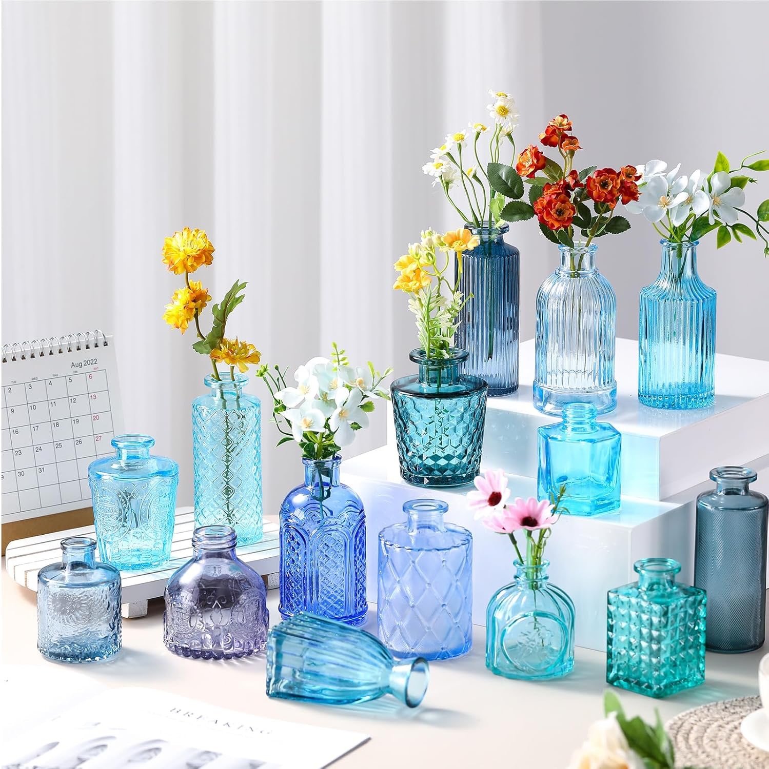 multicolor blue bud vase