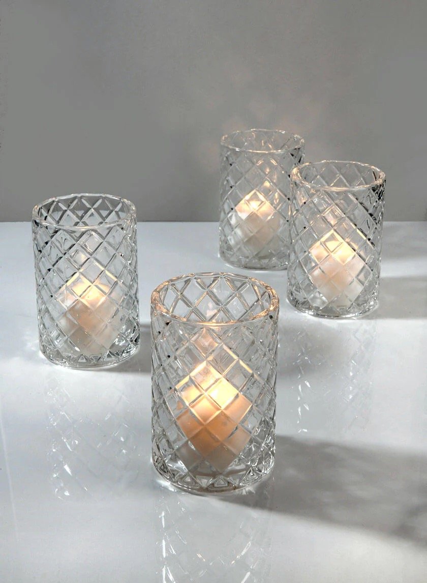 Votive : Tall Etched Glass