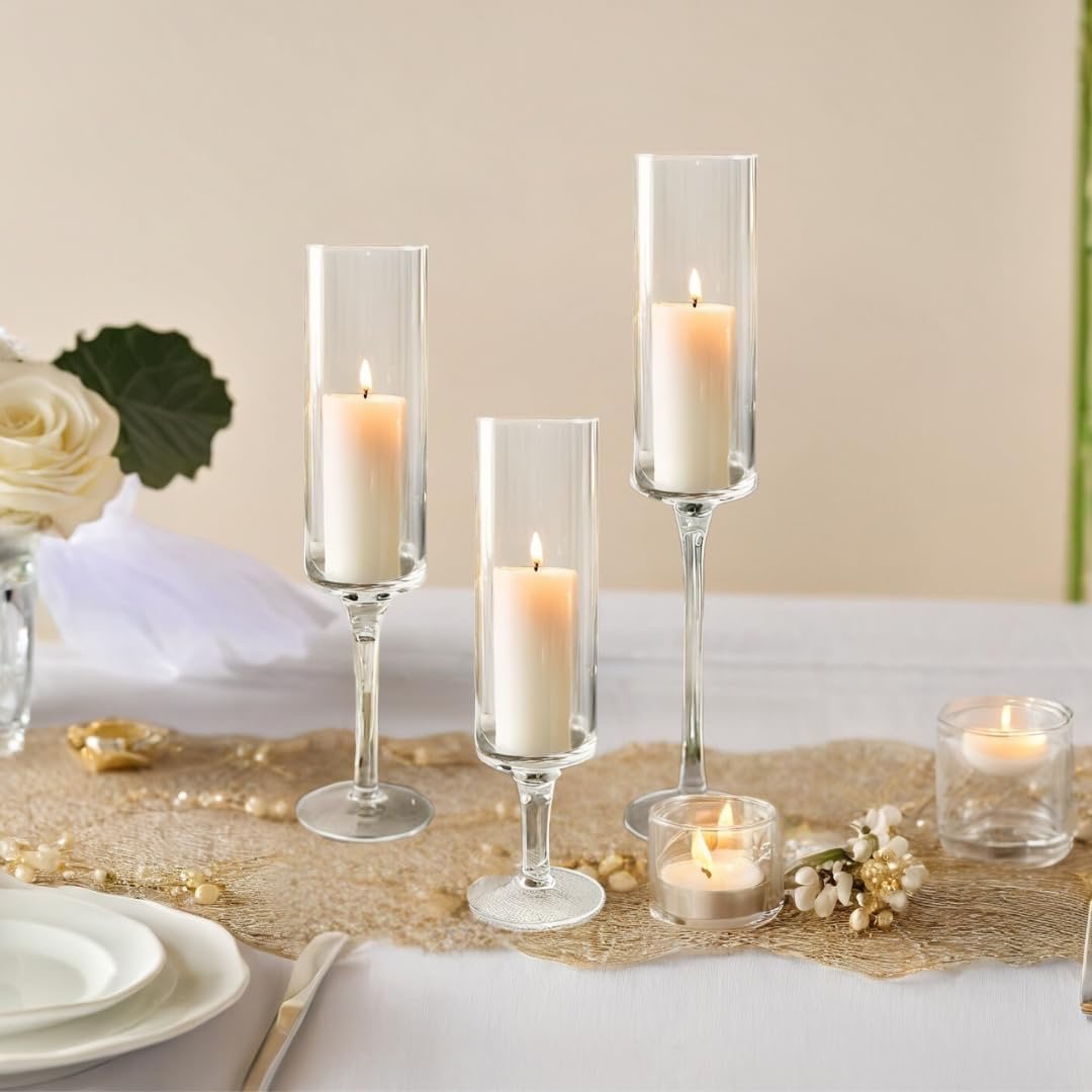 Slim Hurricane stemmed candle holder